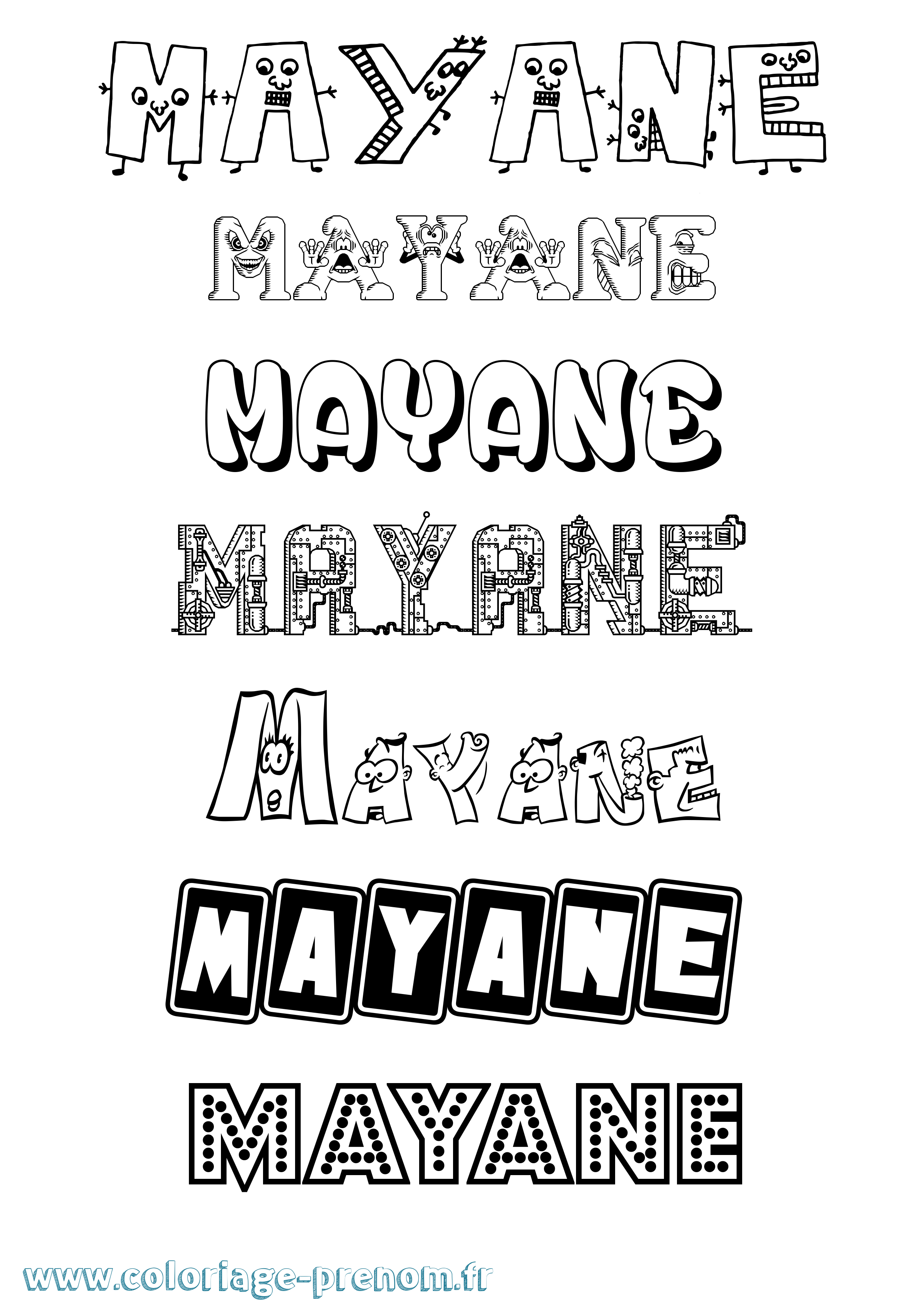 Coloriage Mayane Coloriage prénom Mayane