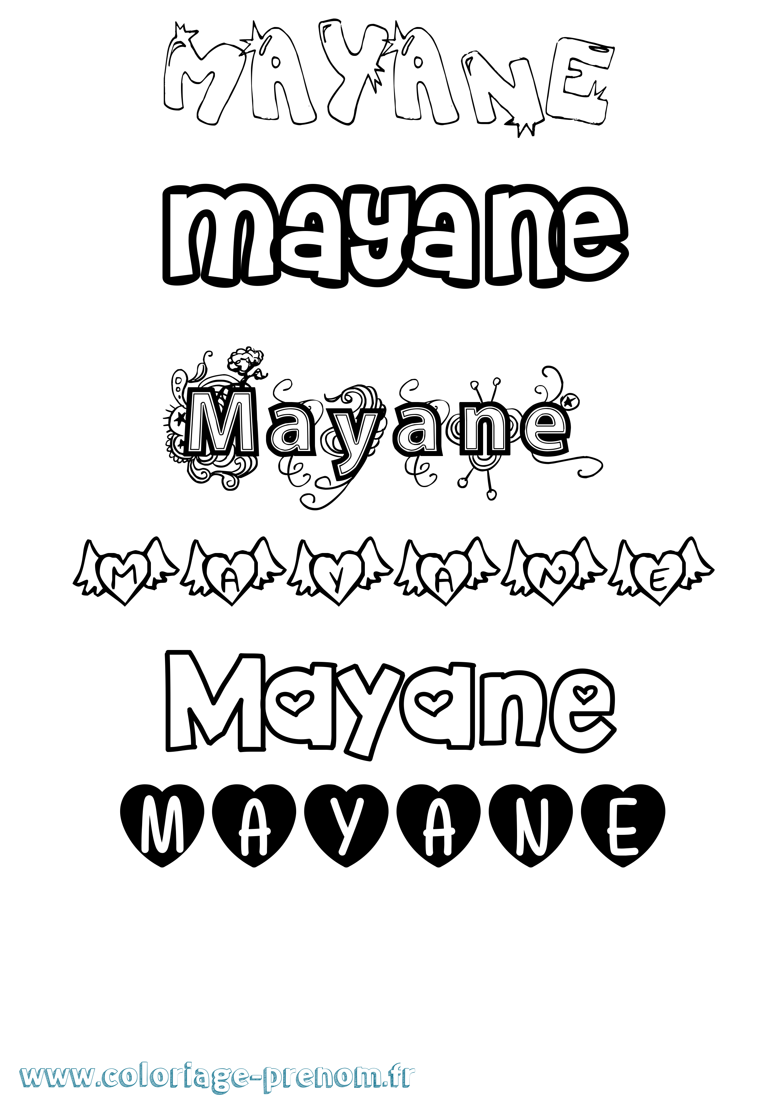 Coloriage Mayane Coloriage prénom Mayane