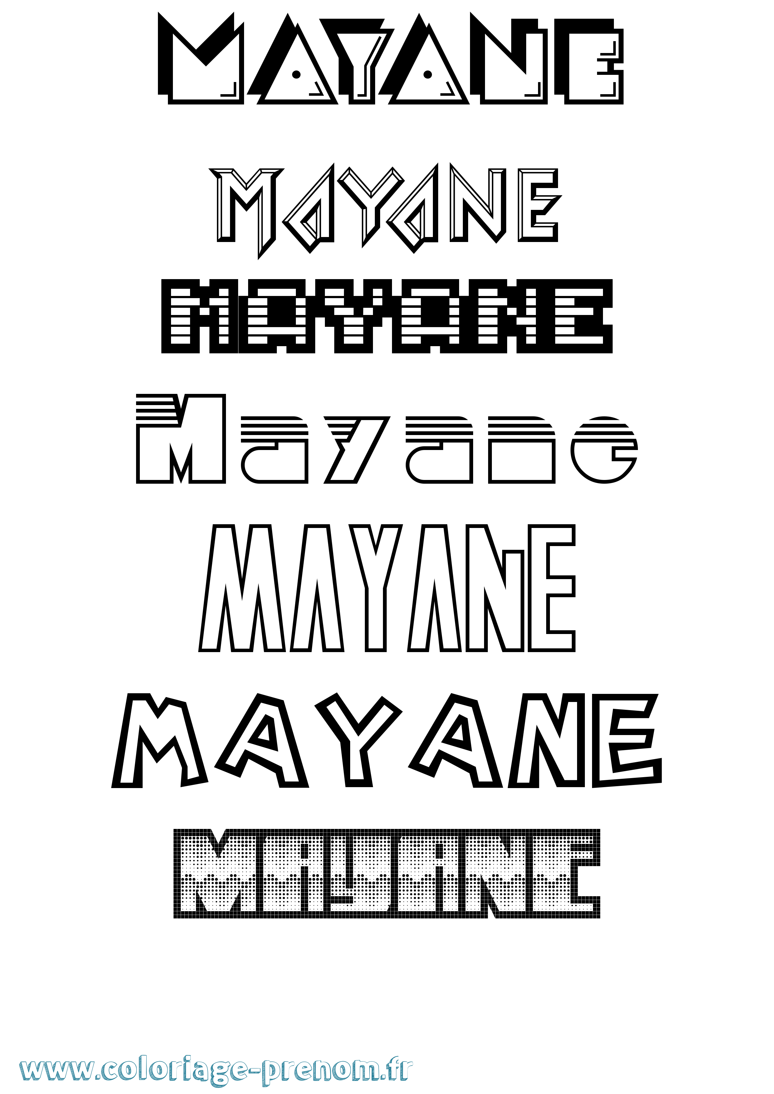 Coloriage Mayane Coloriage prénom Mayane
