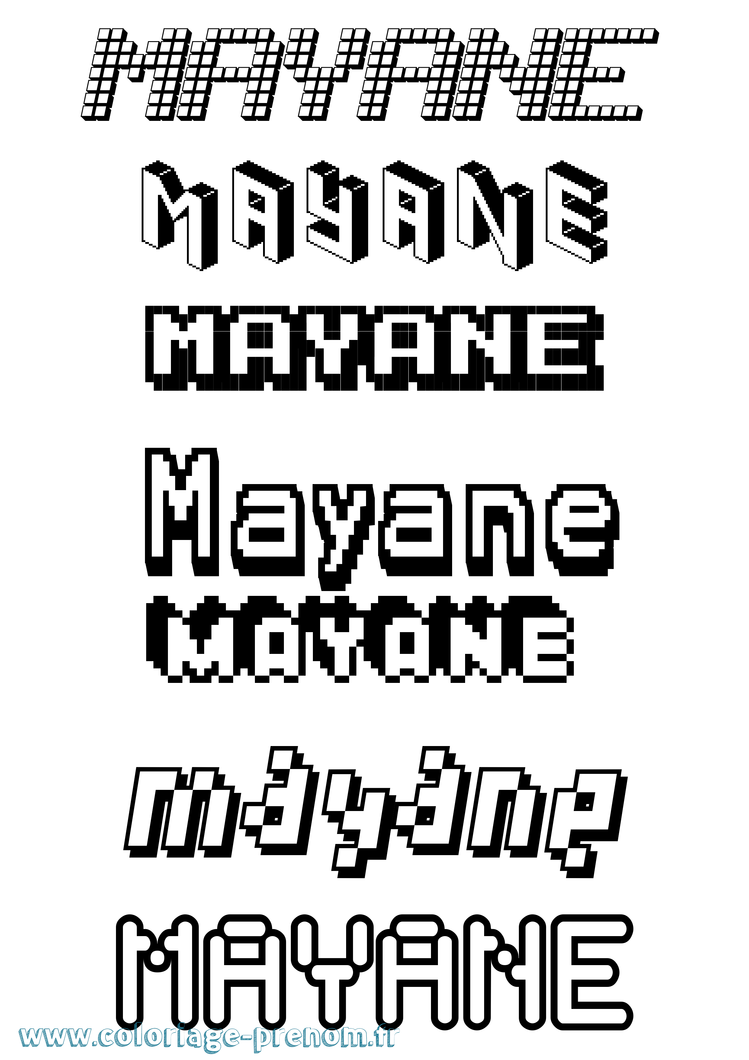 Coloriage prénom Mayane Pixel