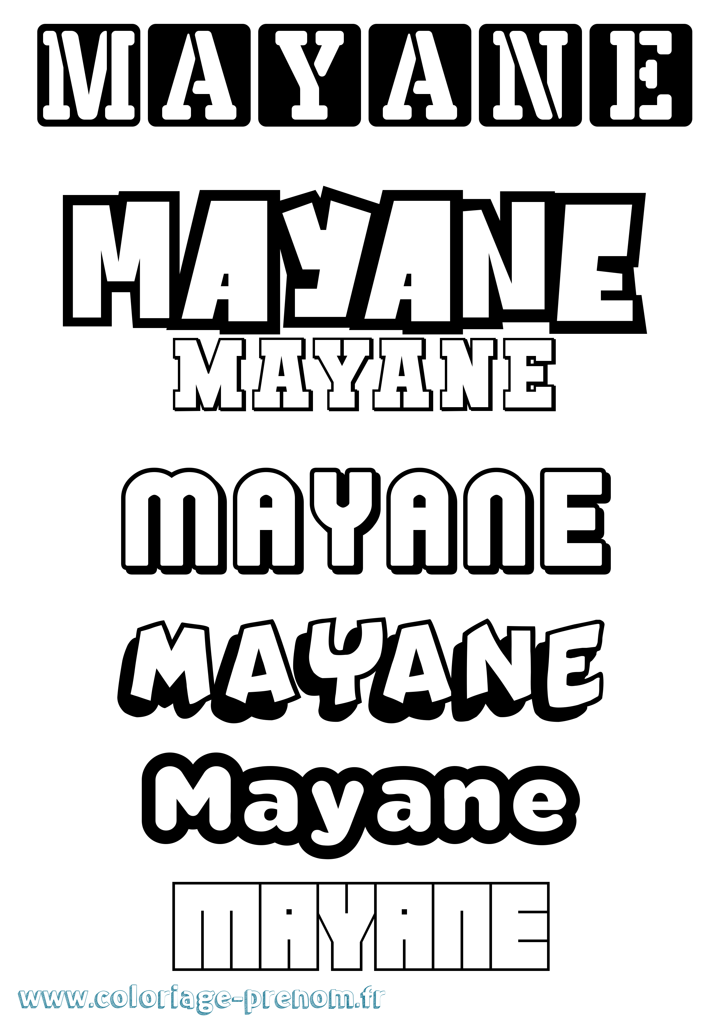 Coloriage Mayane Coloriage prénom Mayane