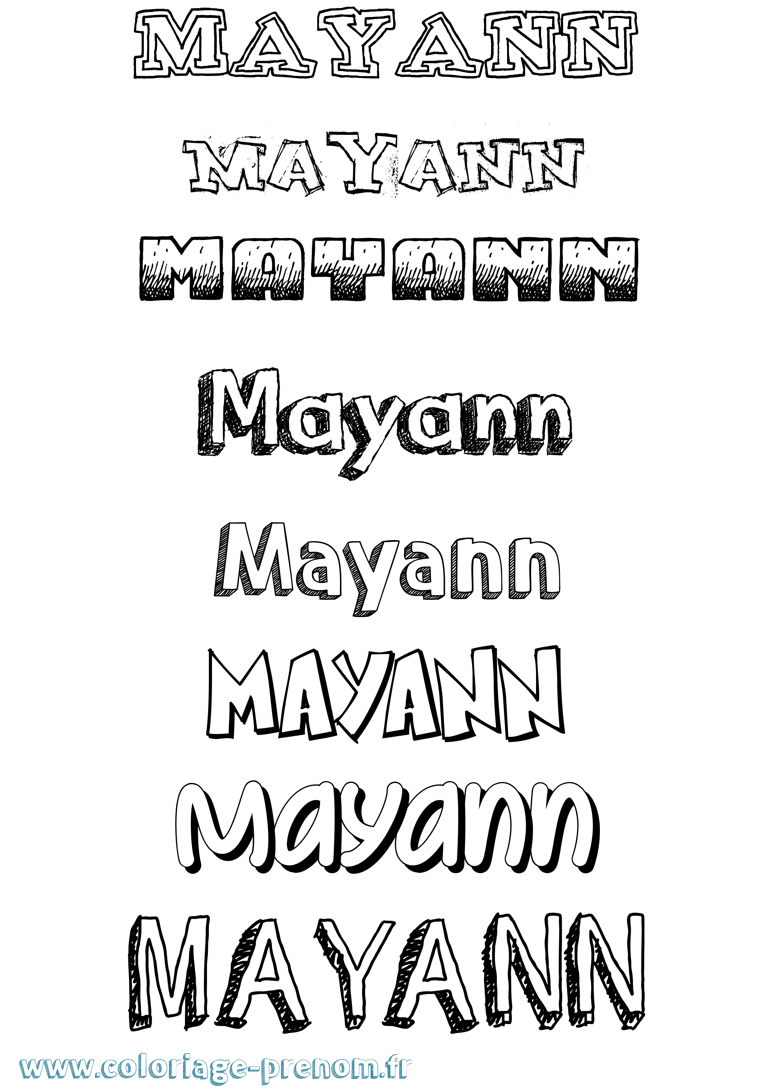 Coloriage prénom Mayann Dessiné