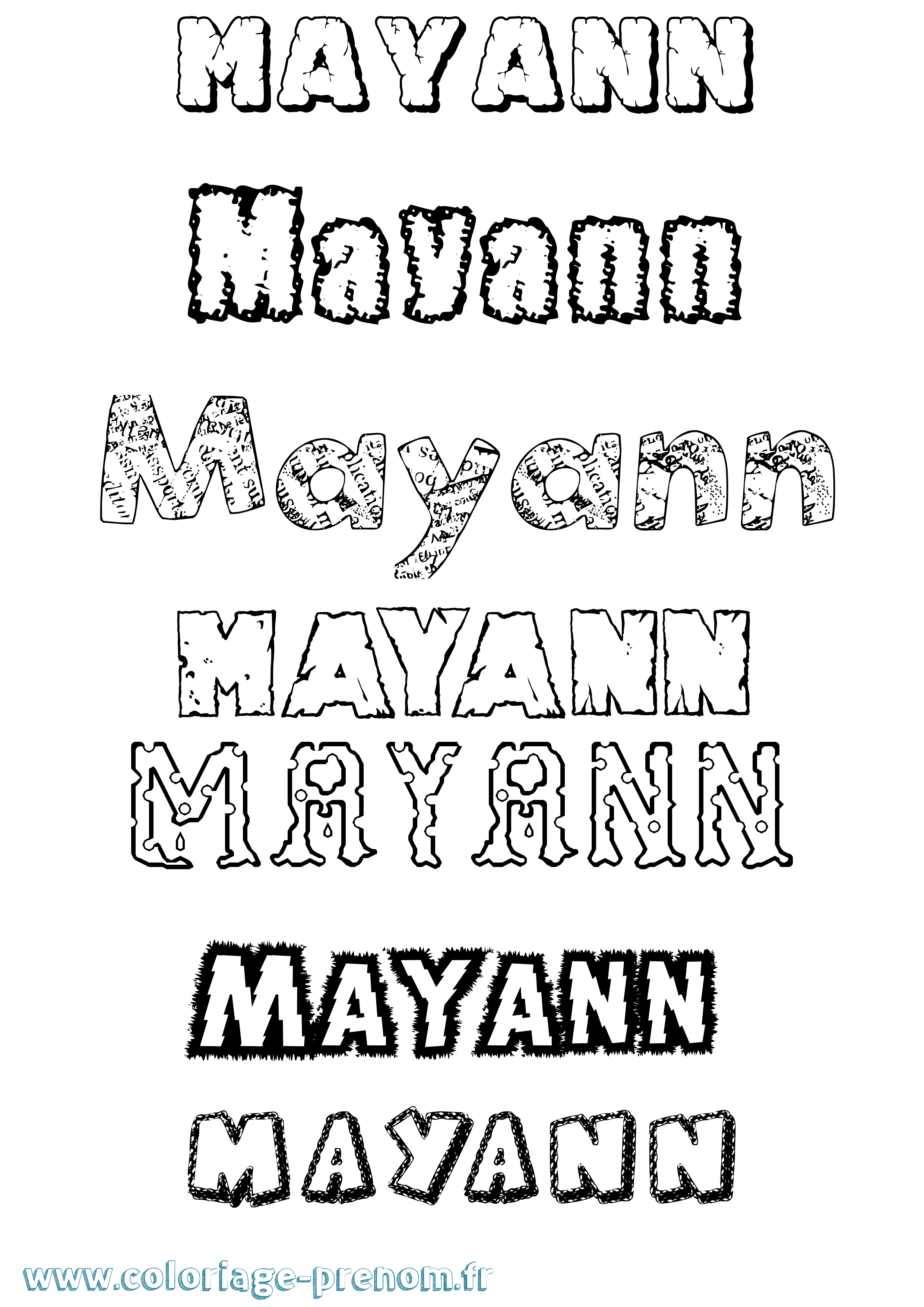 Coloriage prénom Mayann Destructuré