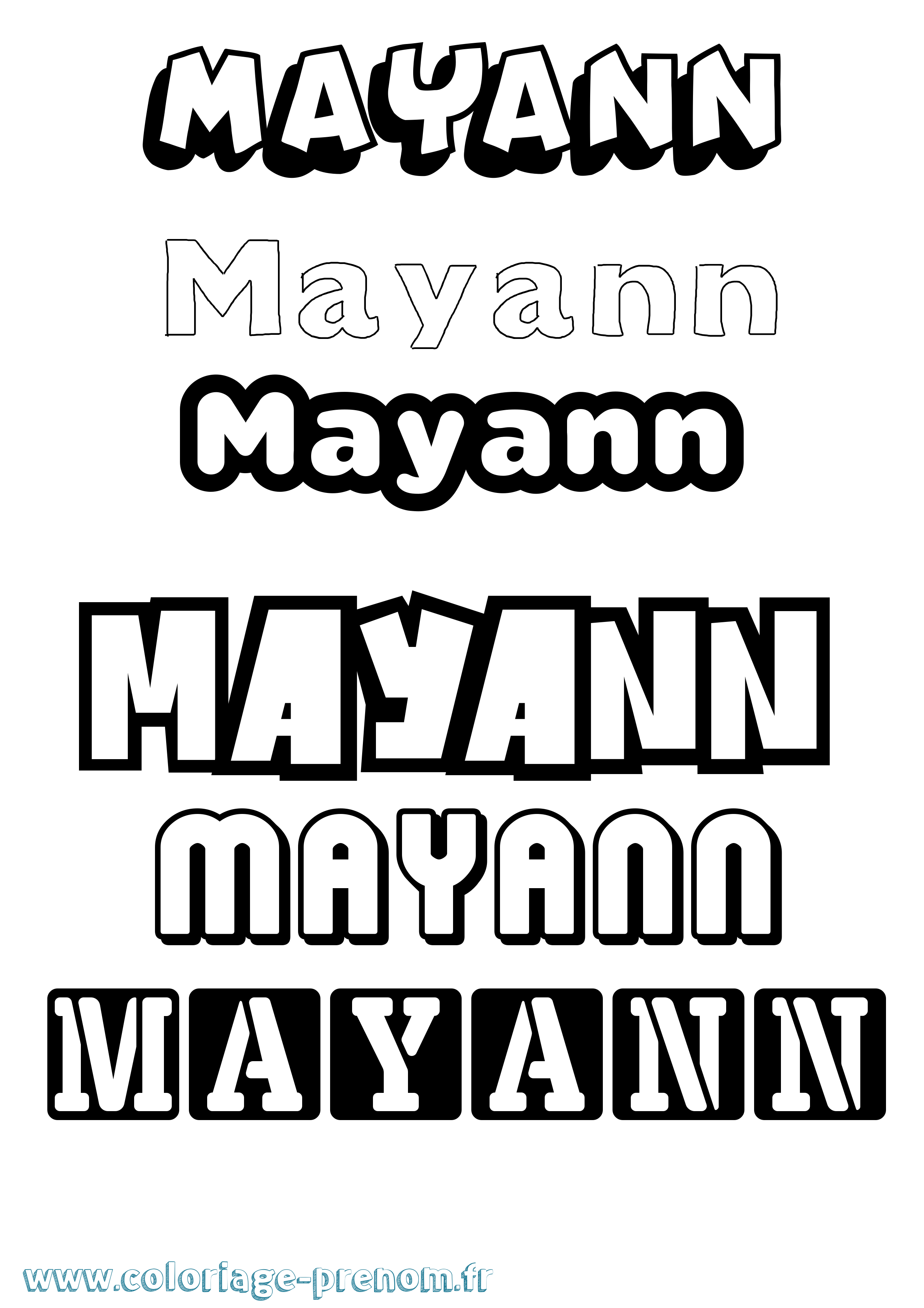 Coloriage prénom Mayann Simple
