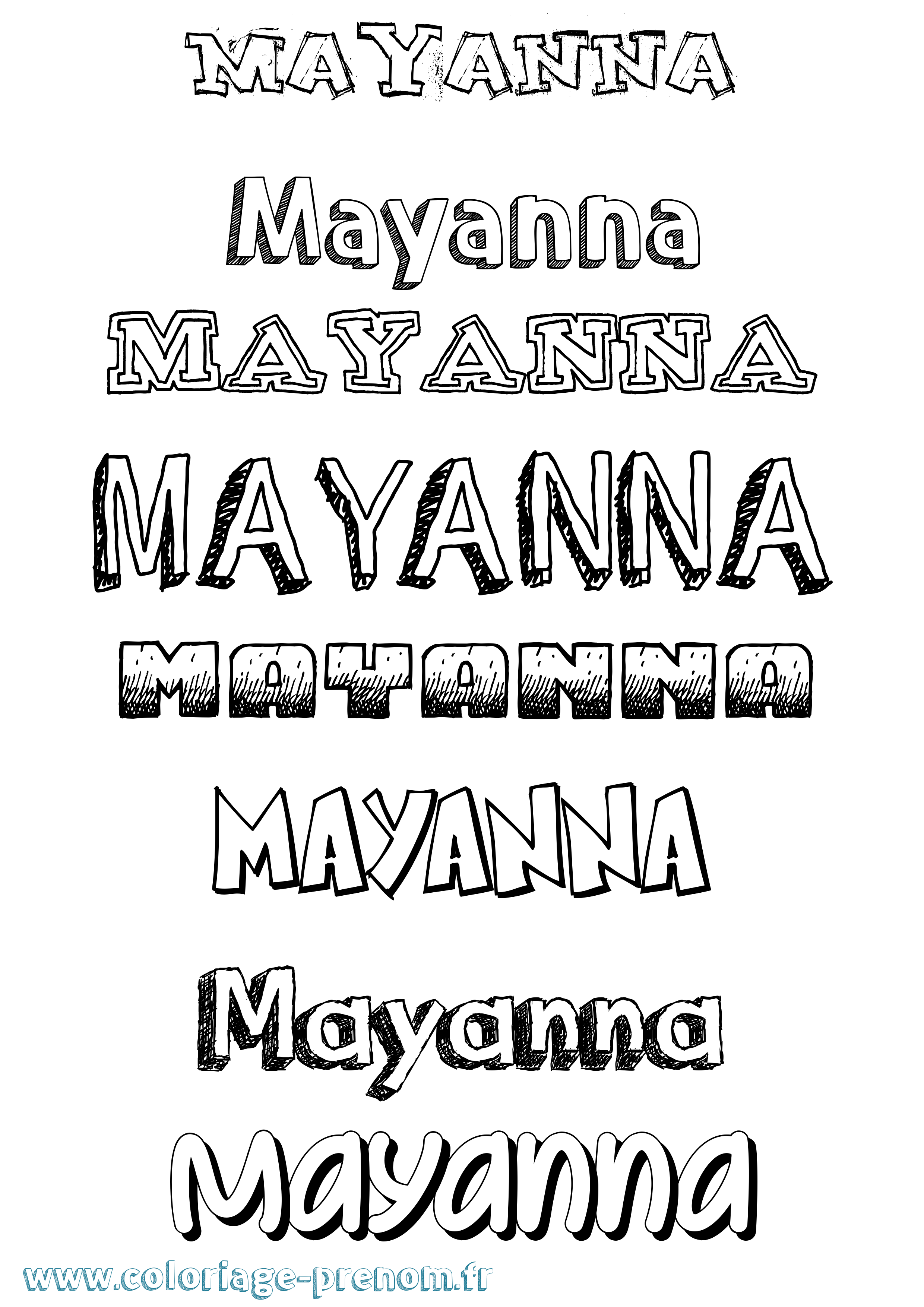 Coloriage prénom Mayanna Dessiné