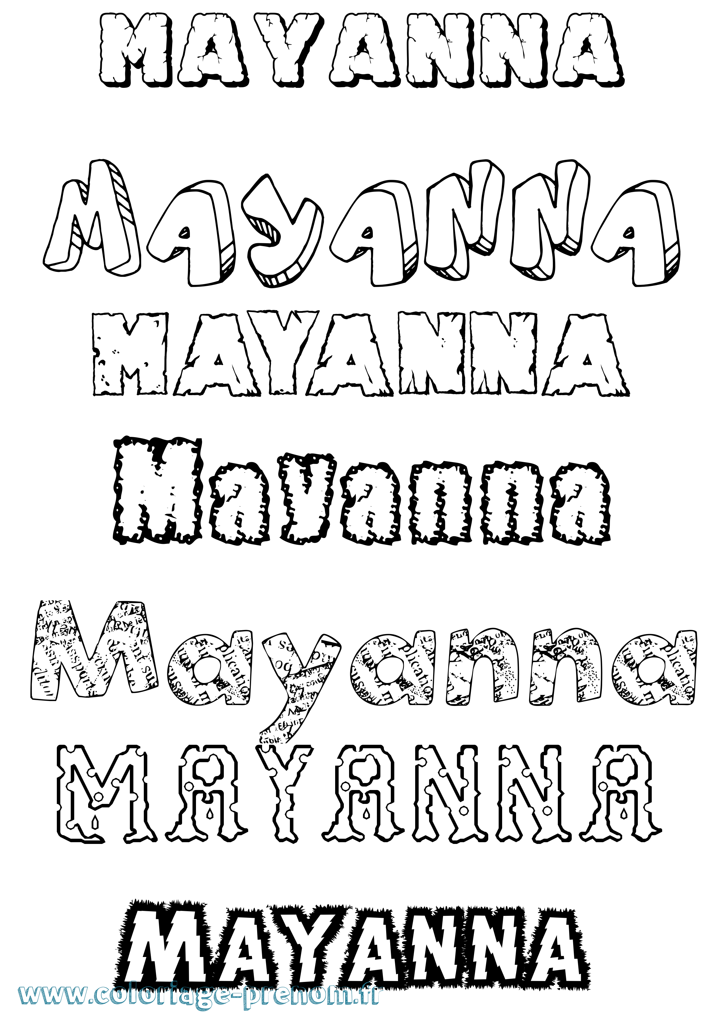 Coloriage prénom Mayanna Destructuré