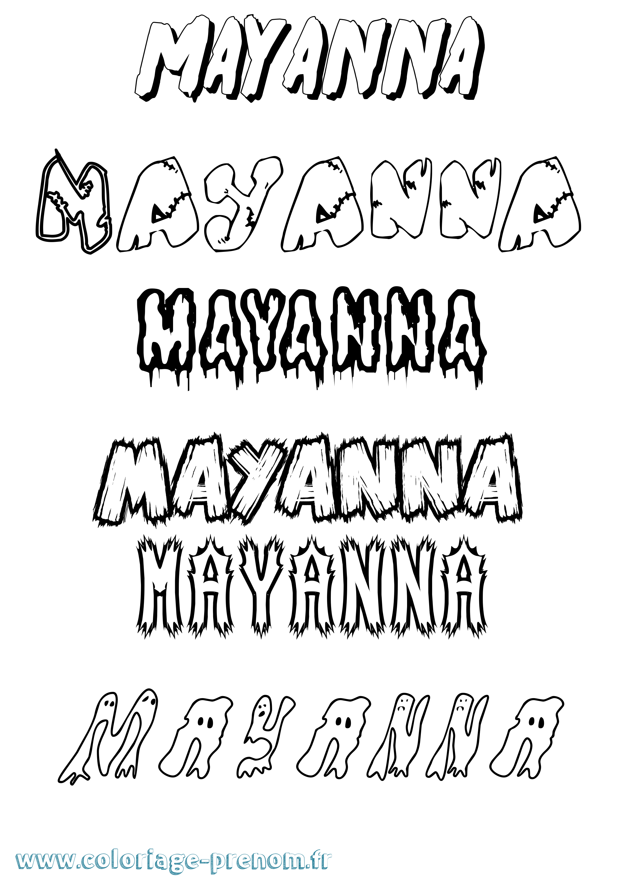Coloriage prénom Mayanna Frisson