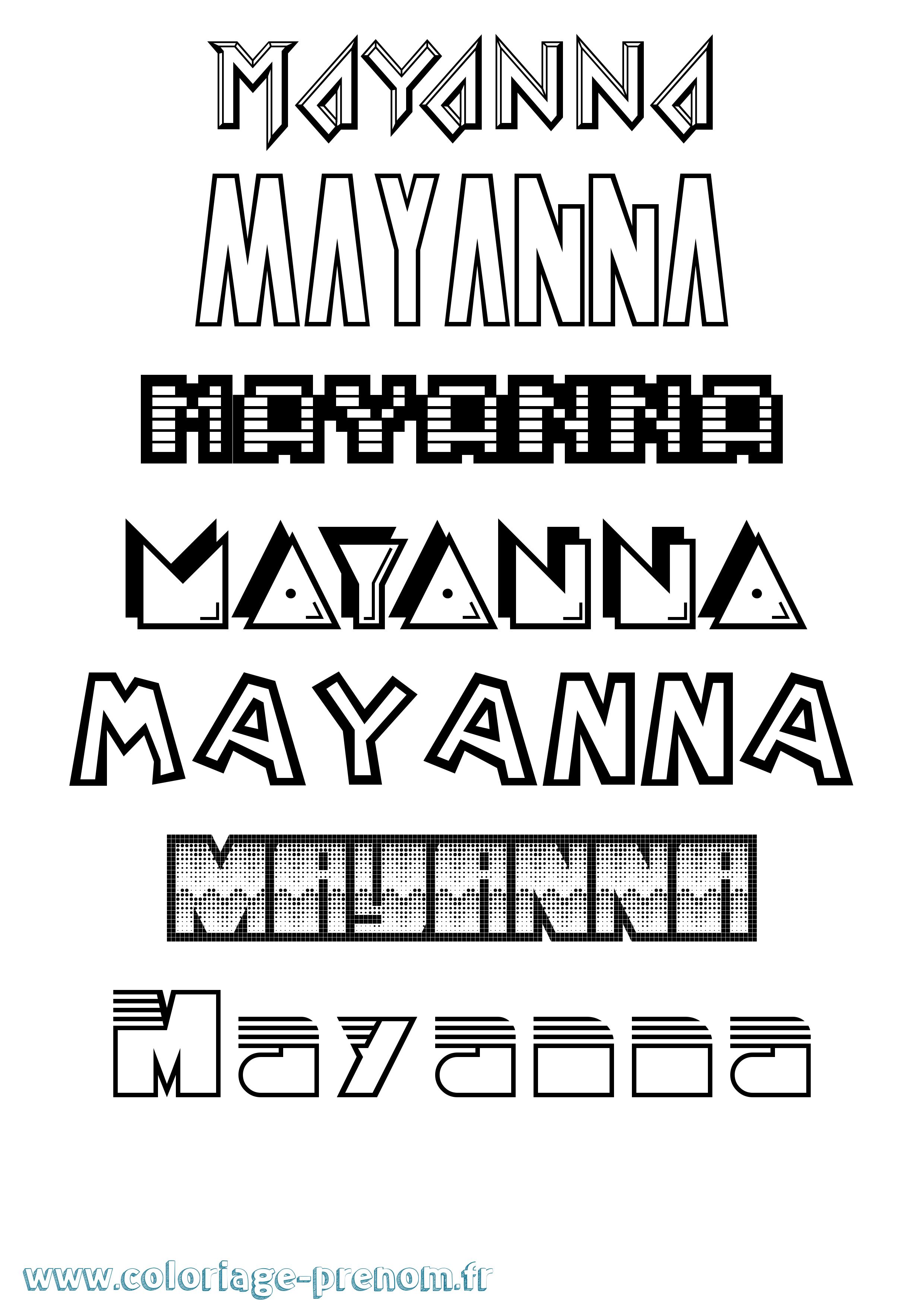 Coloriage prénom Mayanna Jeux Vidéos