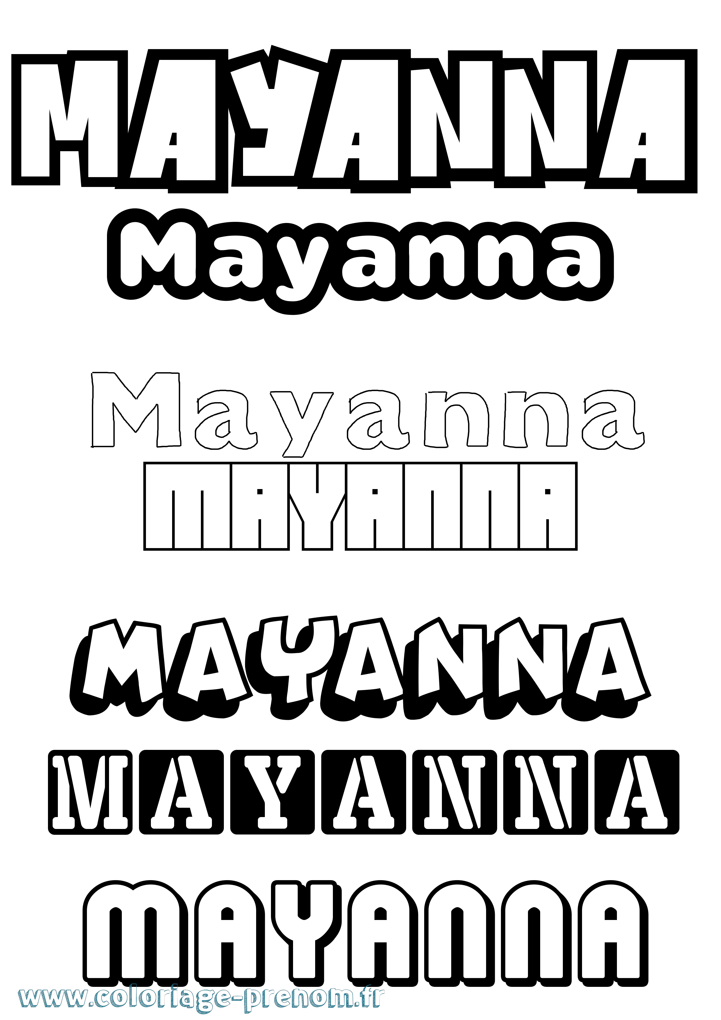 Coloriage prénom Mayanna Simple