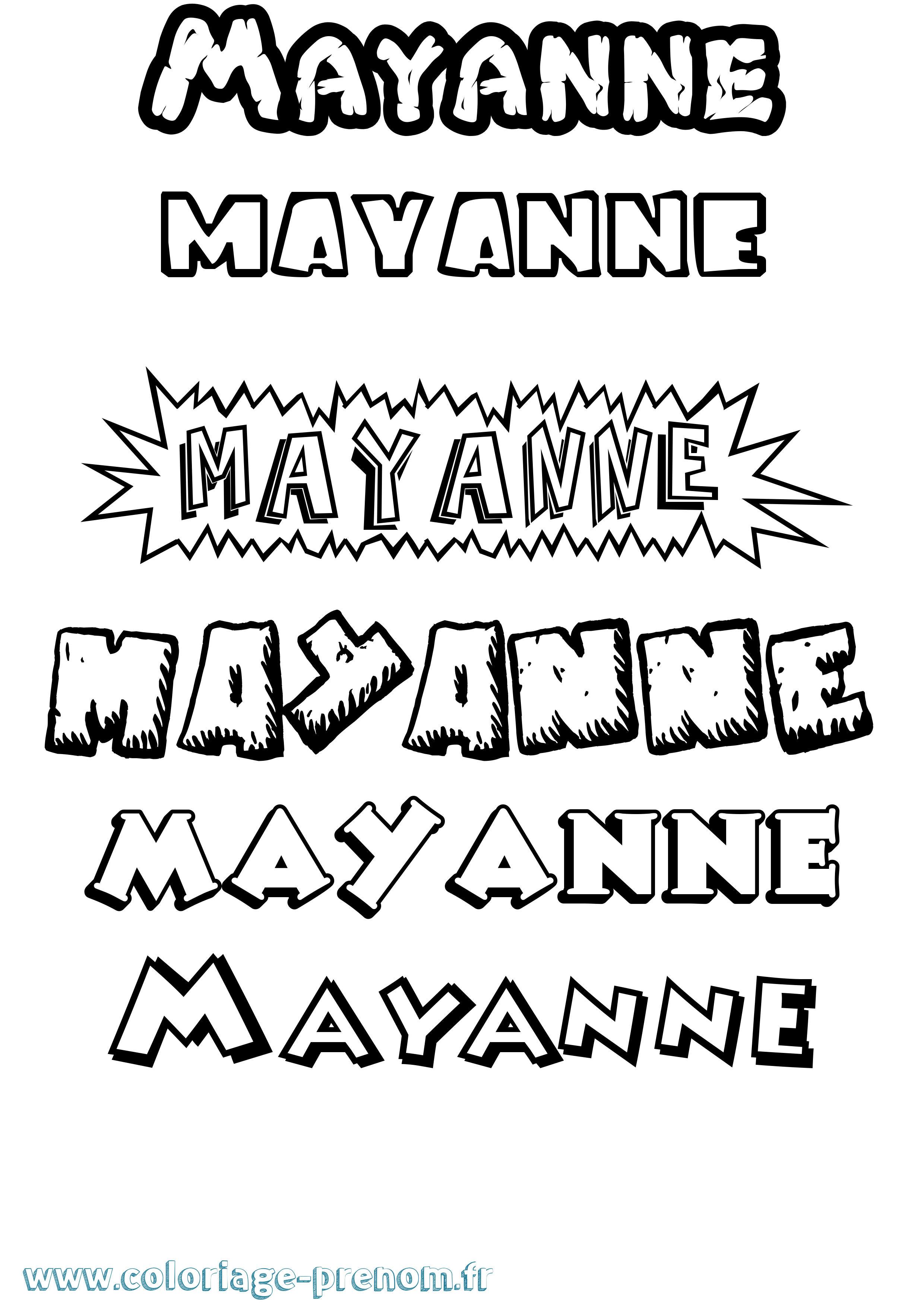 Coloriage prénom Mayanne Dessin Animé
