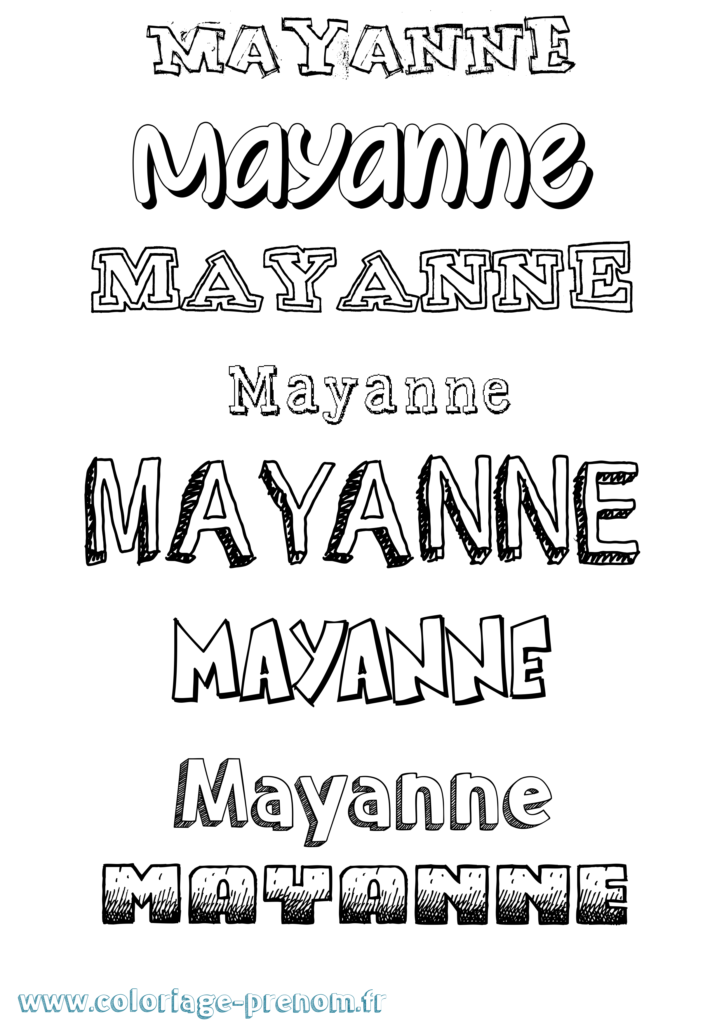 Coloriage prénom Mayanne Dessiné