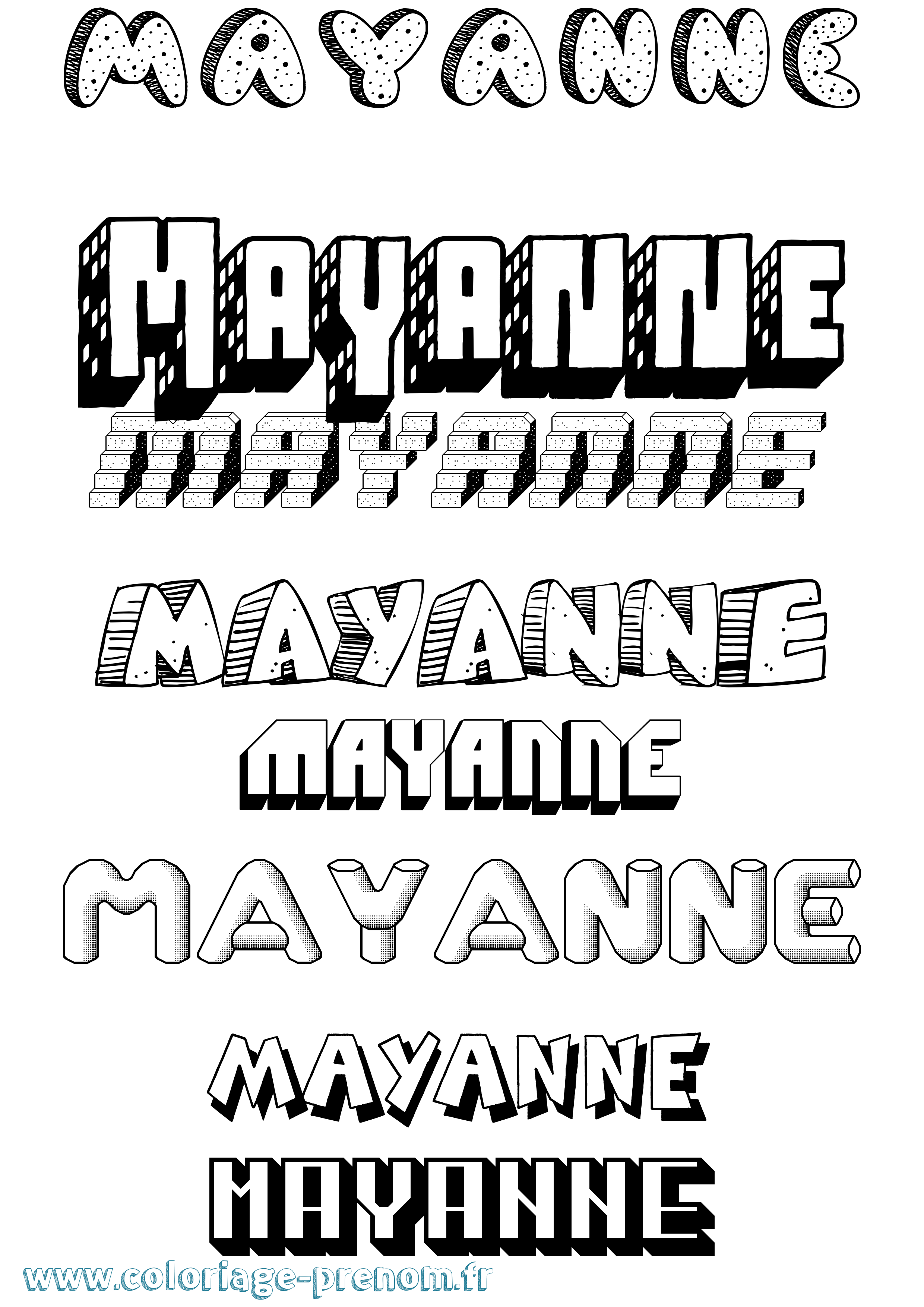 Coloriage prénom Mayanne Effet 3D
