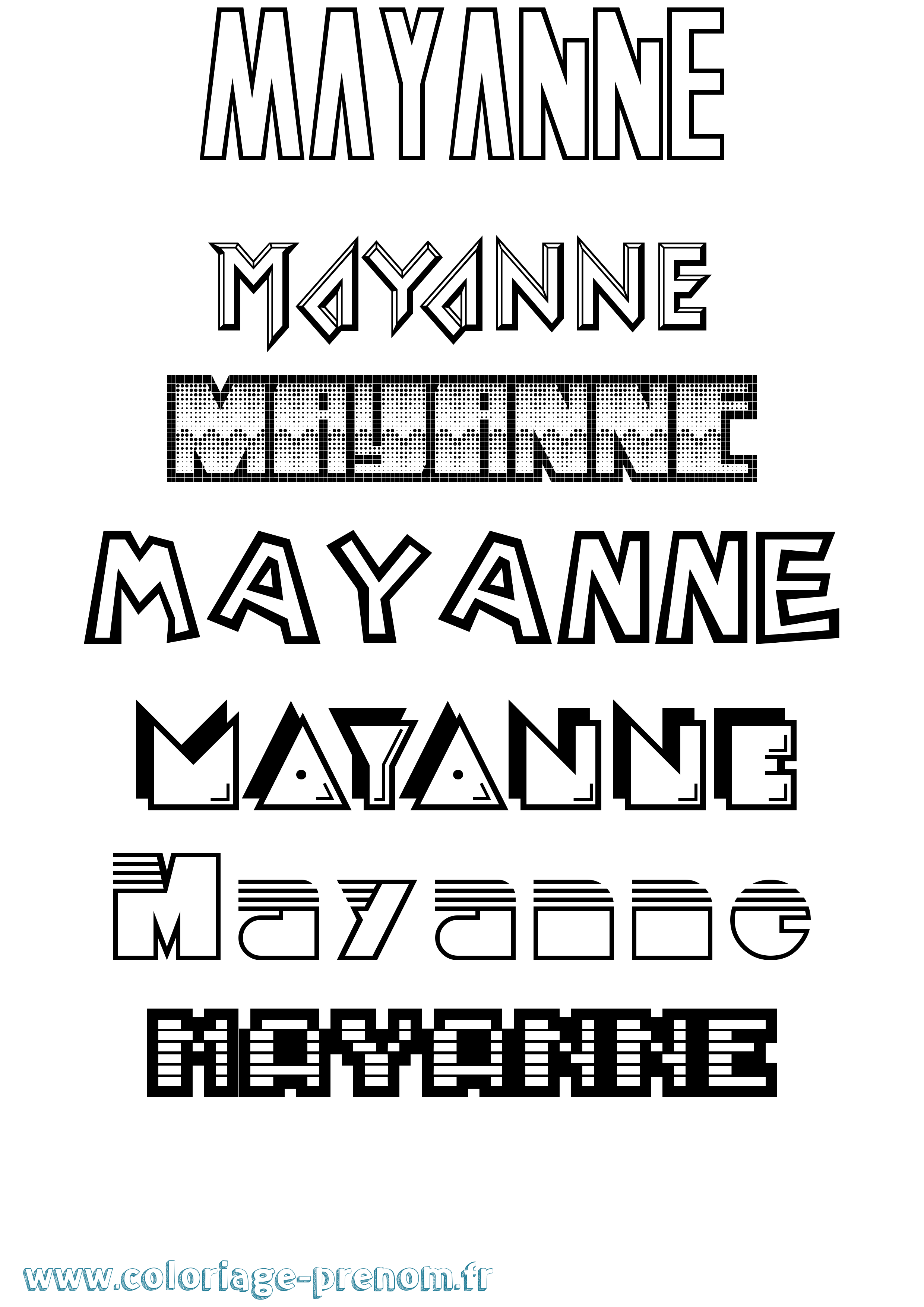 Coloriage prénom Mayanne Jeux Vidéos