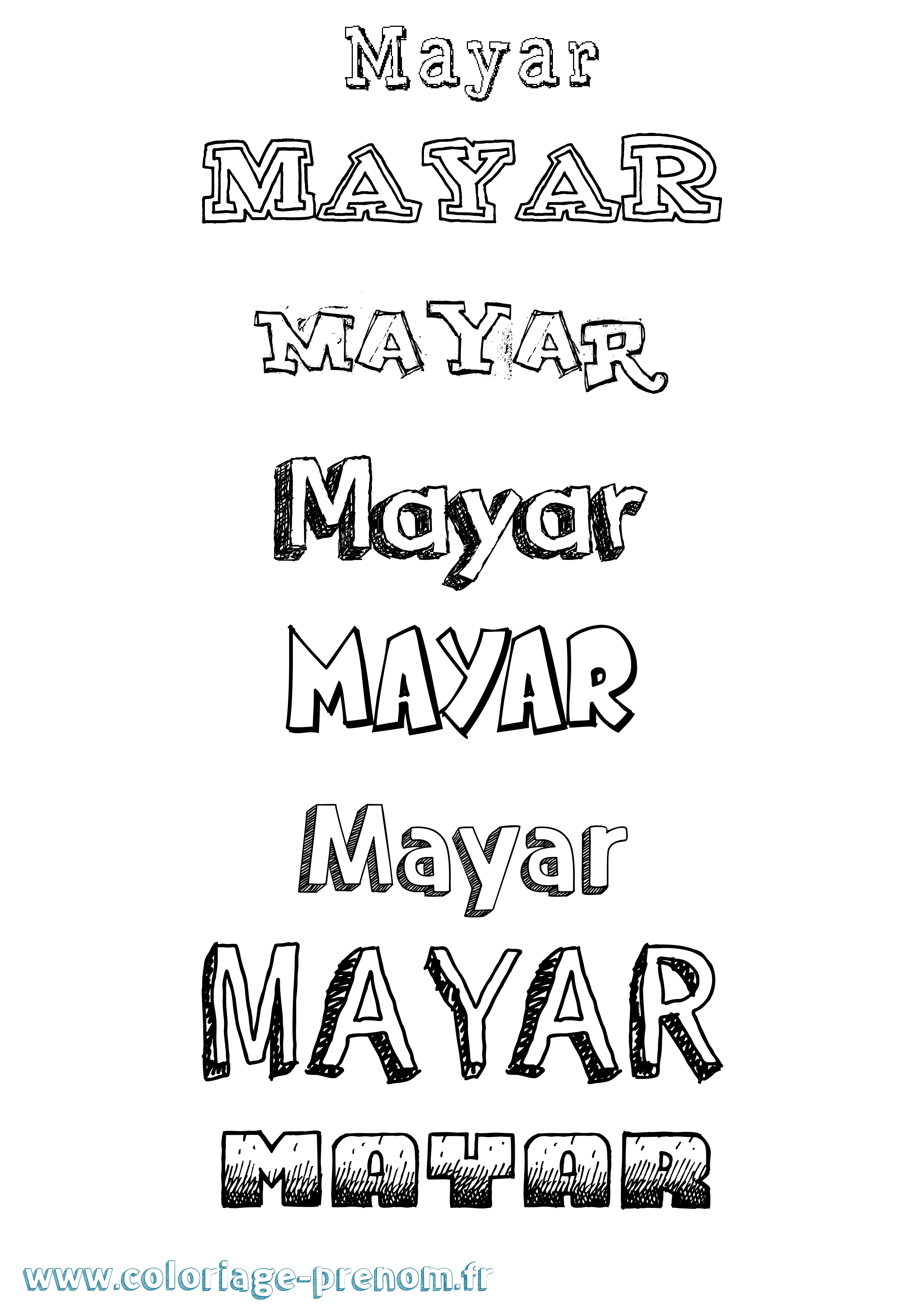 Coloriage prénom Mayar Dessiné