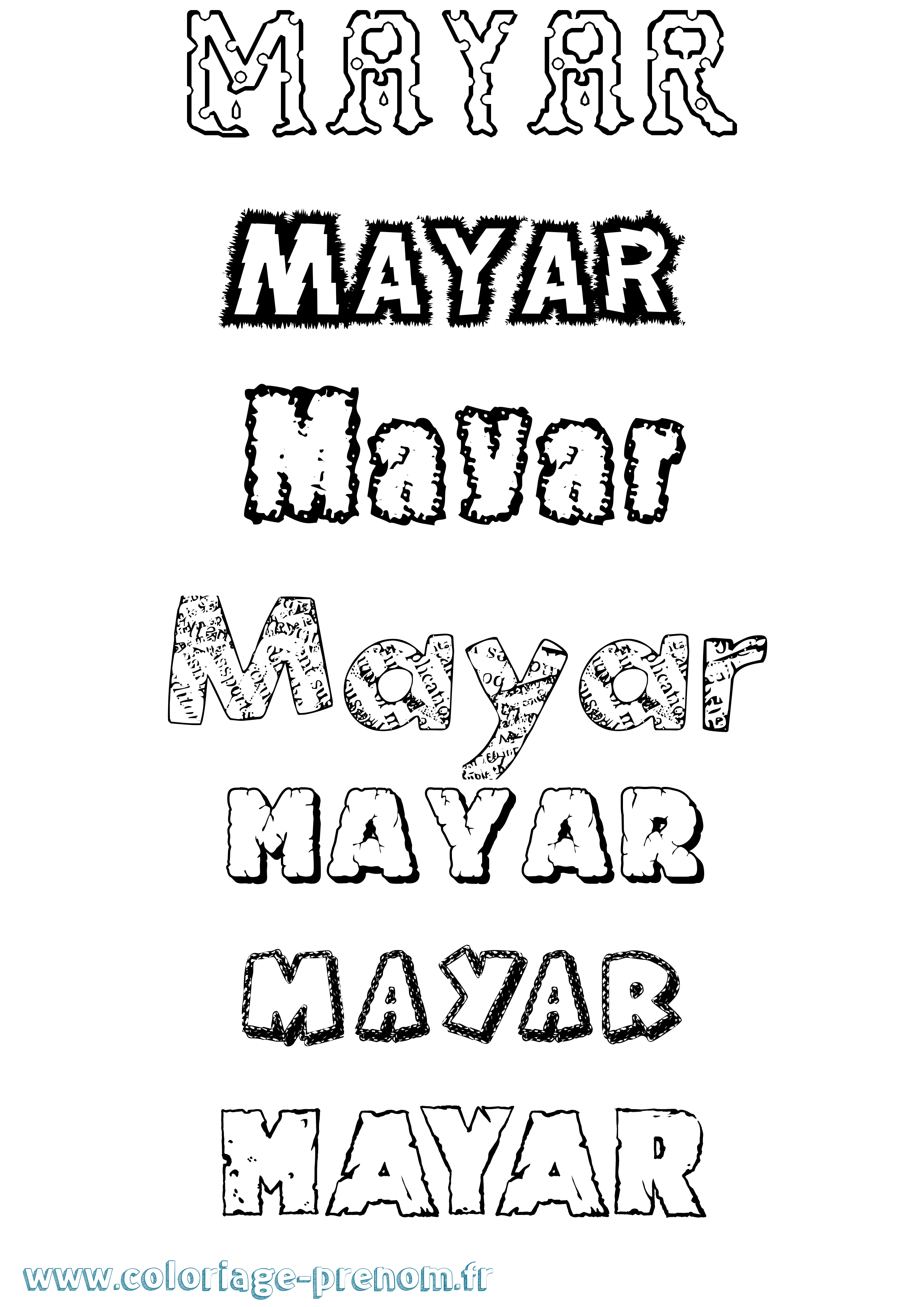 Coloriage prénom Mayar Destructuré