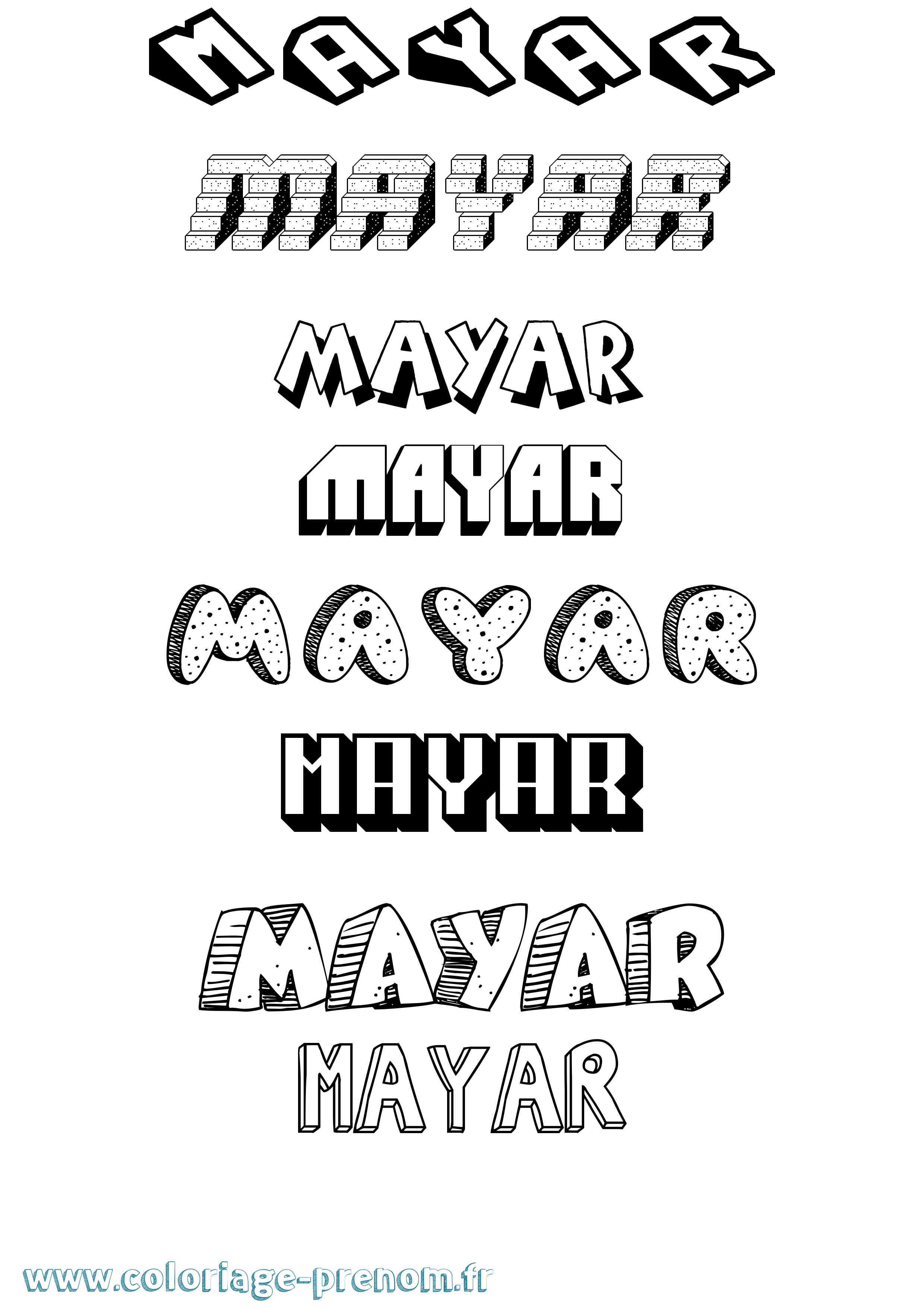 Coloriage Mayar Effet 3D Coloriage prénom Mayar Effet 3D