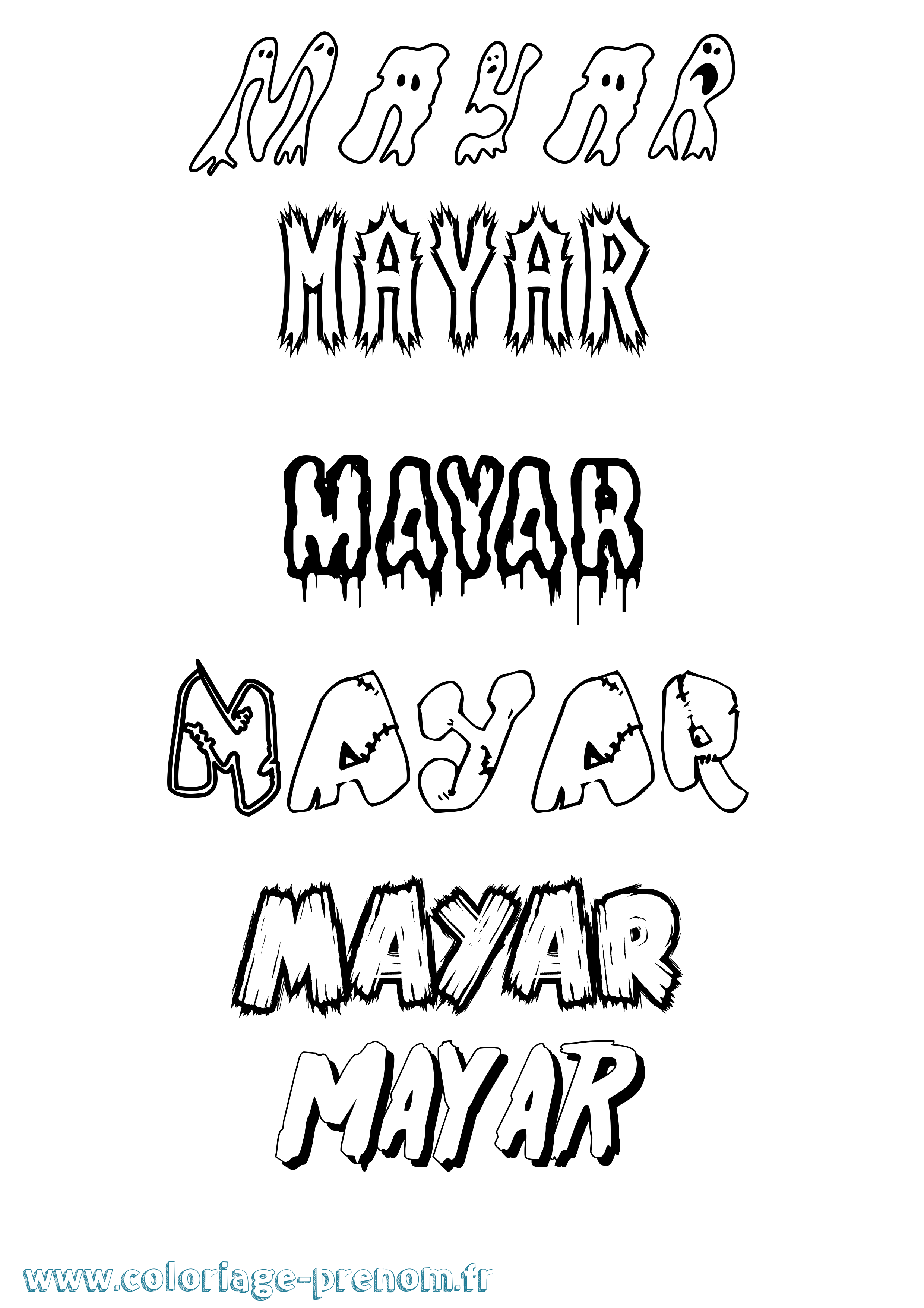 Coloriage prénom Mayar Frisson