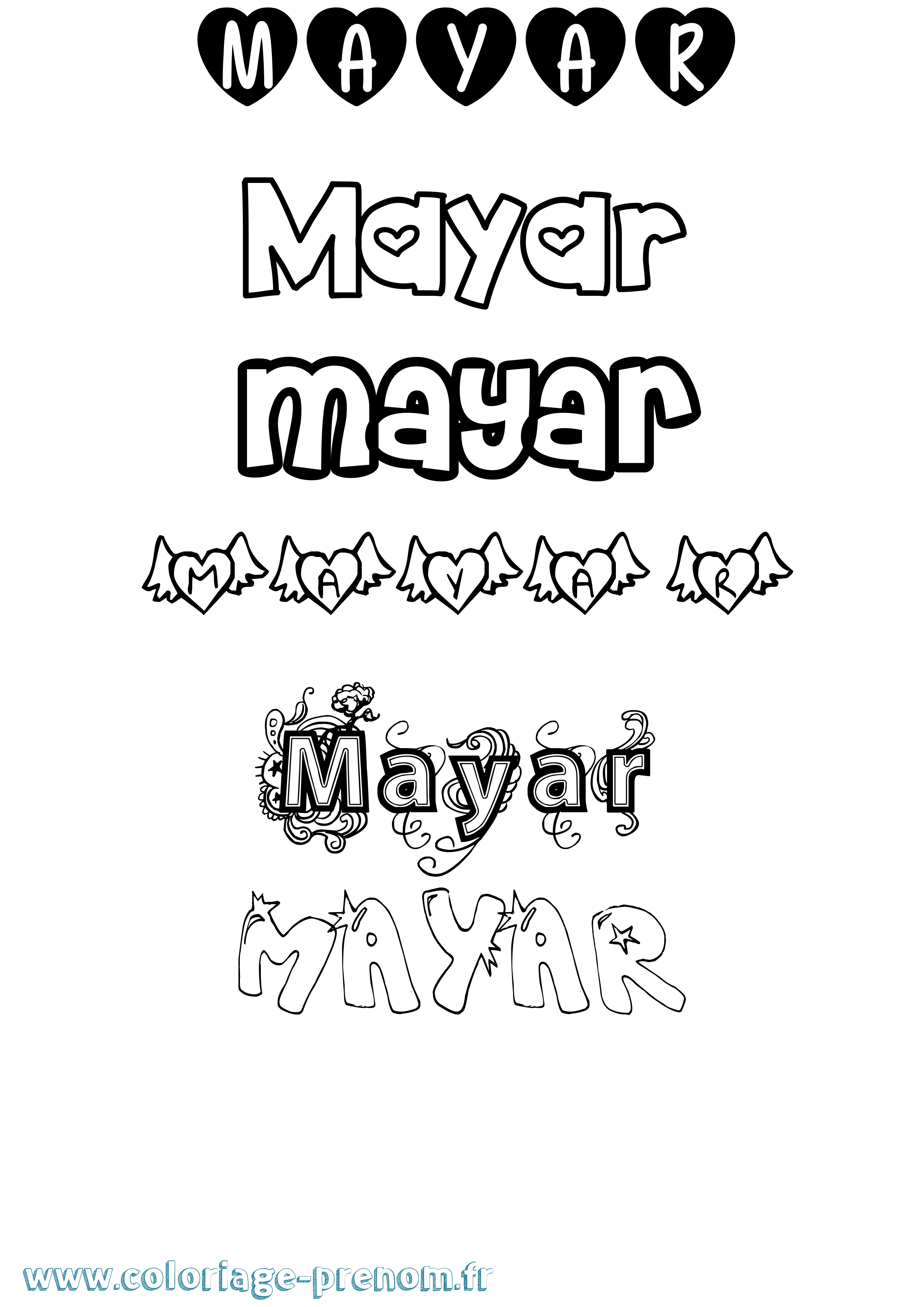 Coloriage prénom Mayar Girly