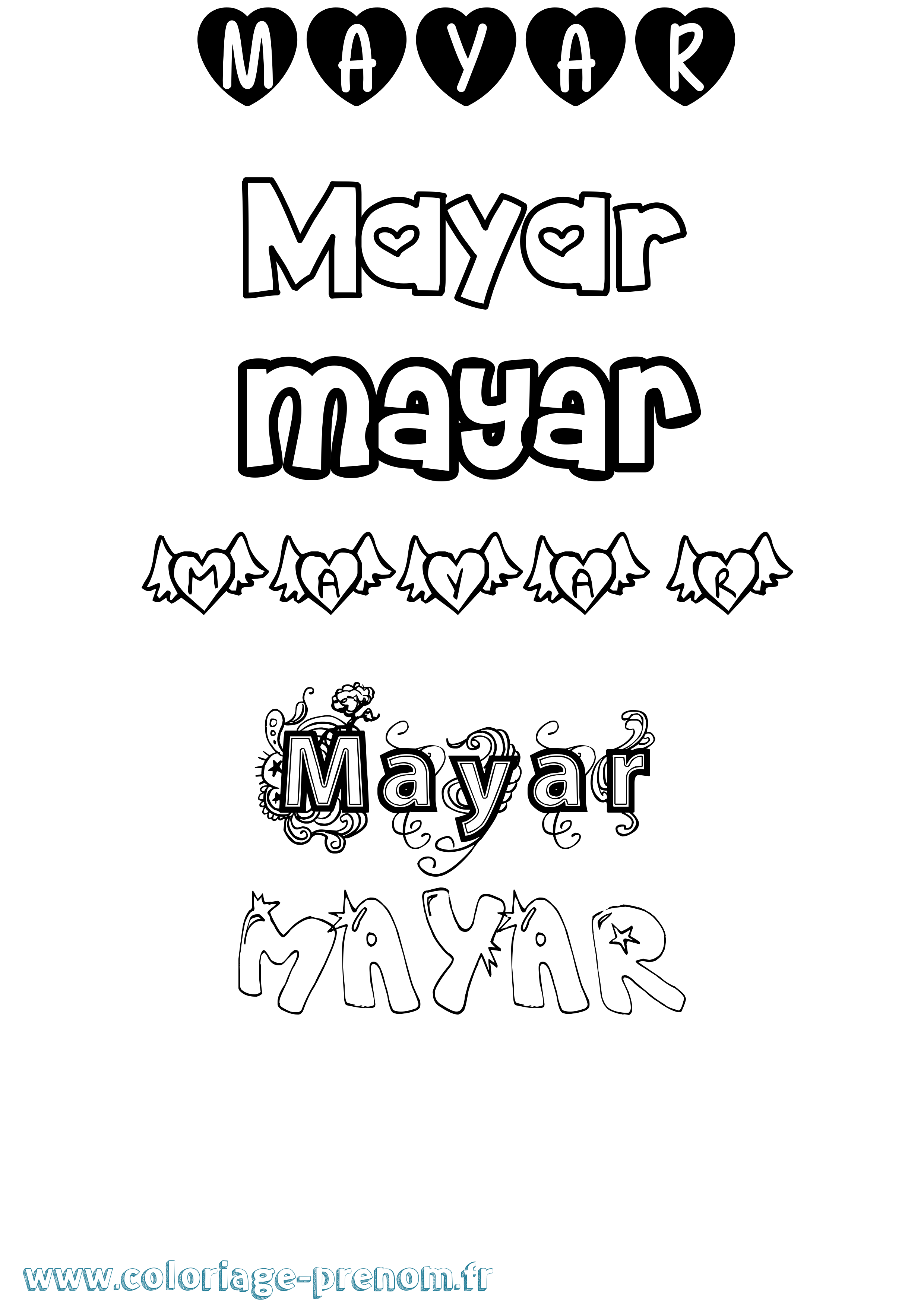 Coloriage Mayar Girly Coloriage prénom Mayar Girly