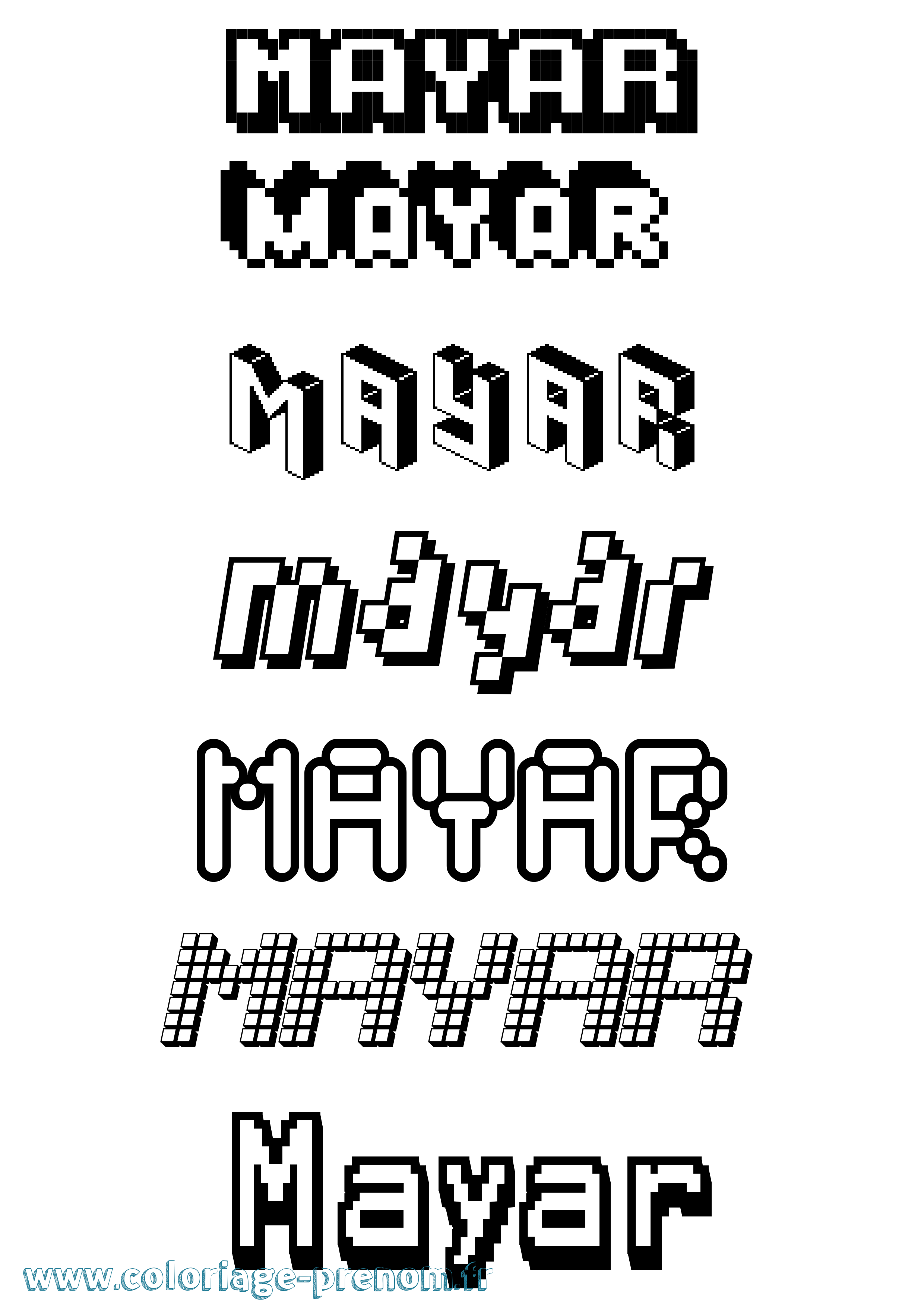 Coloriage prénom Mayar Pixel