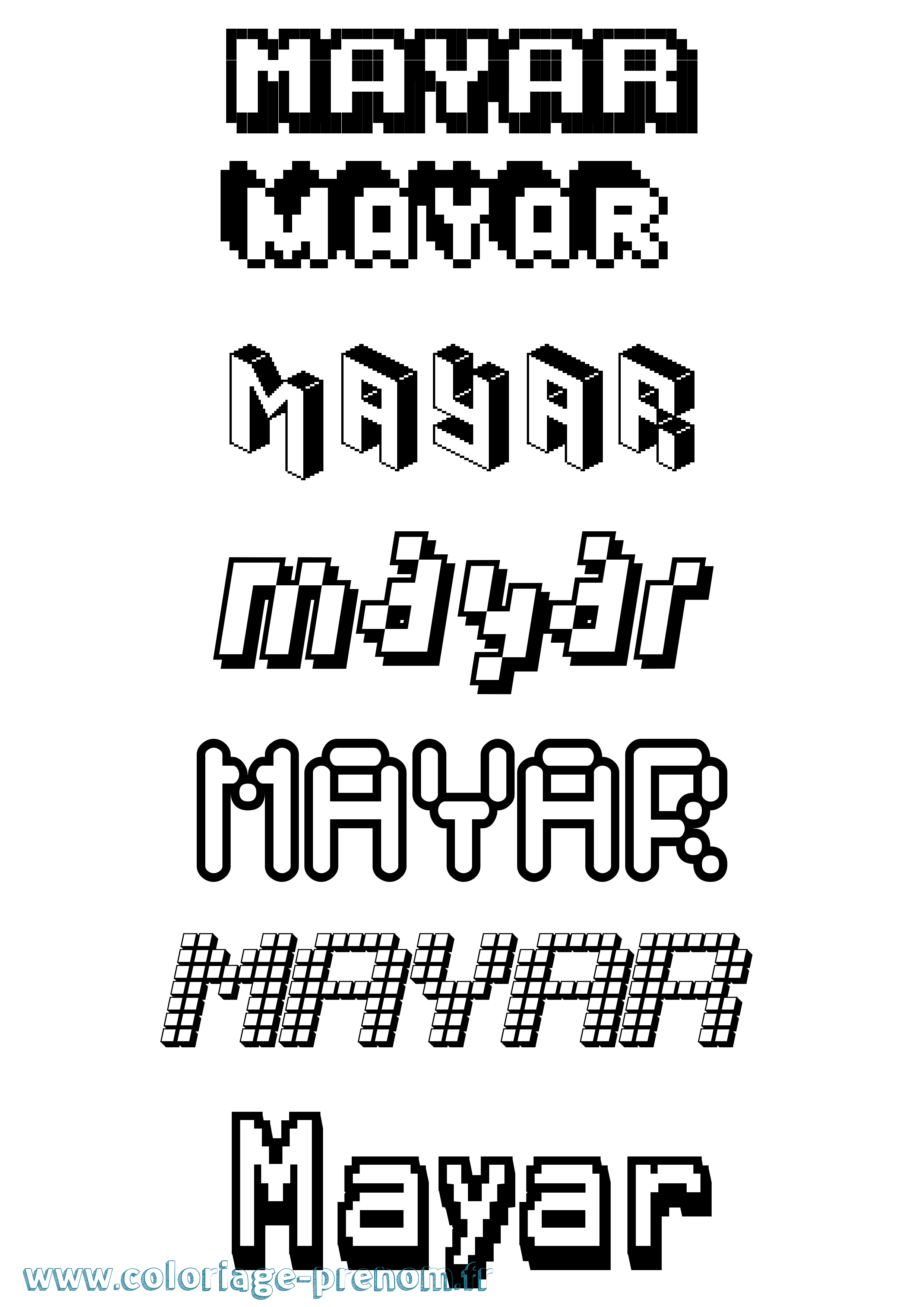 Coloriage Mayar Pixel Coloriage prénom Mayar Pixel