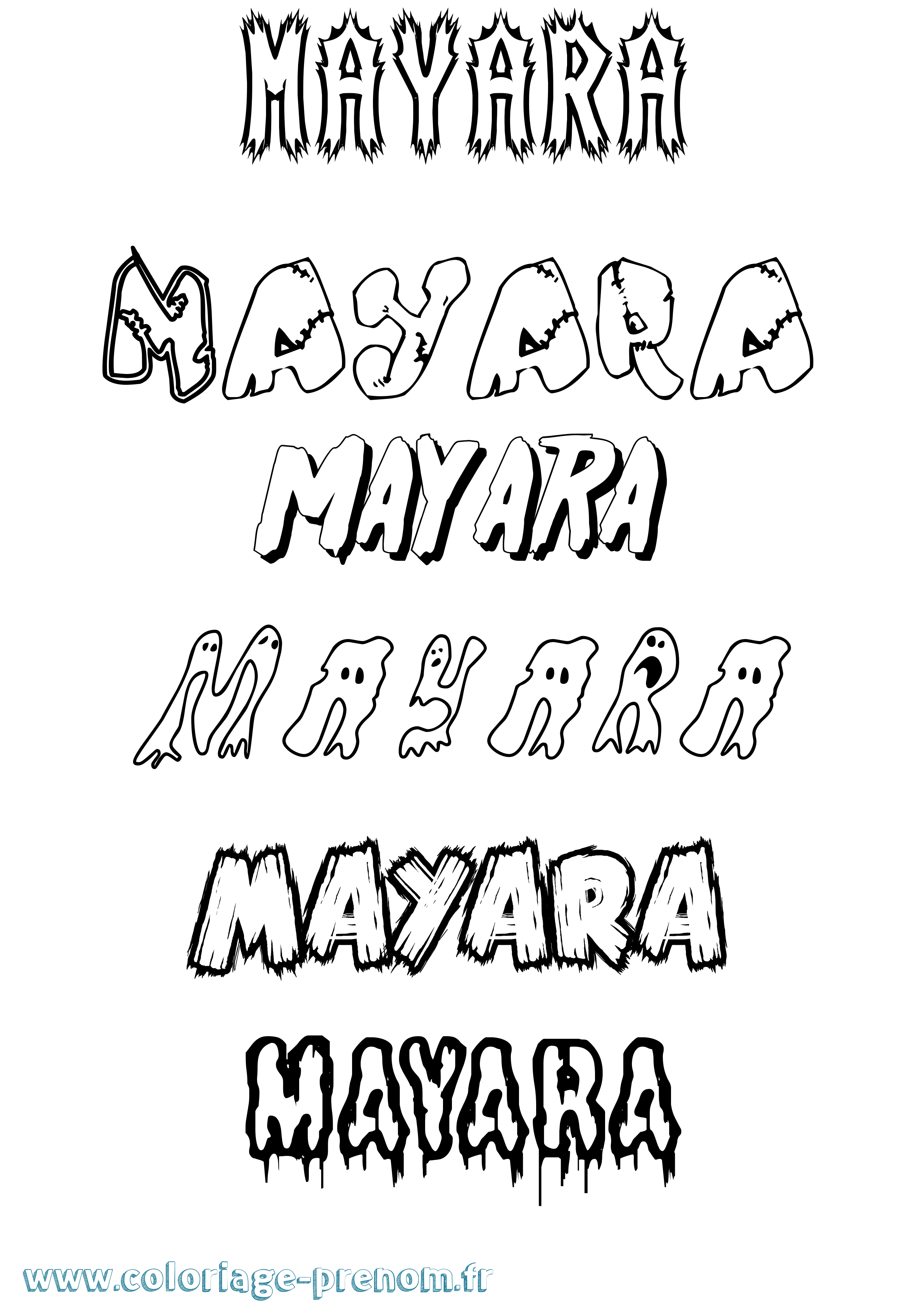 Coloriage prénom Mayara Frisson