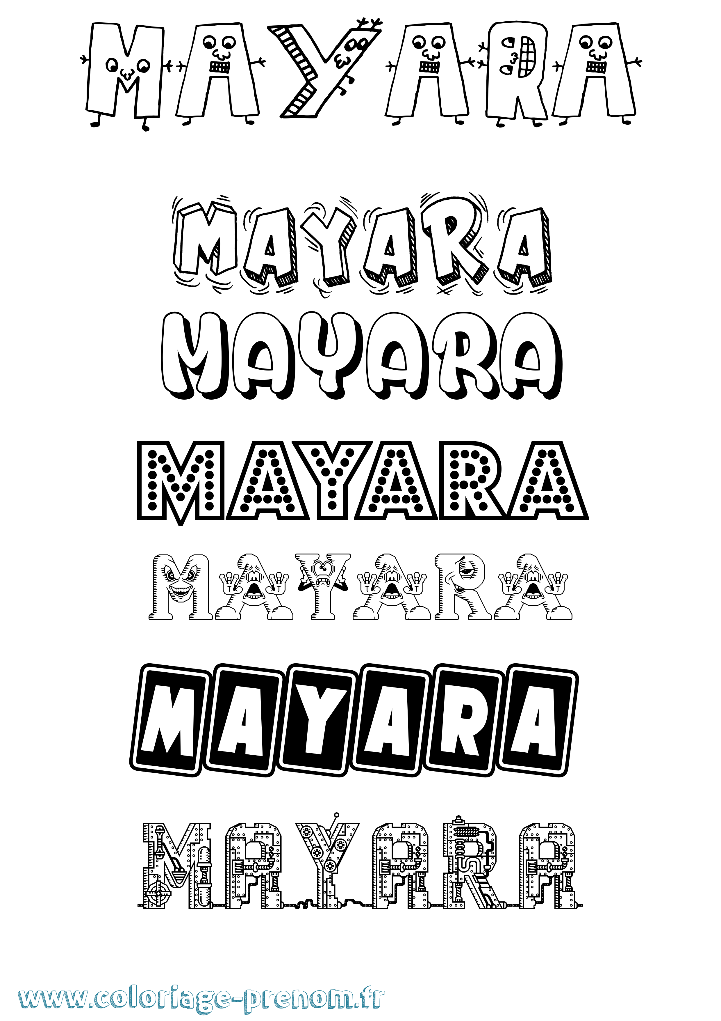 Coloriage prénom Mayara Fun