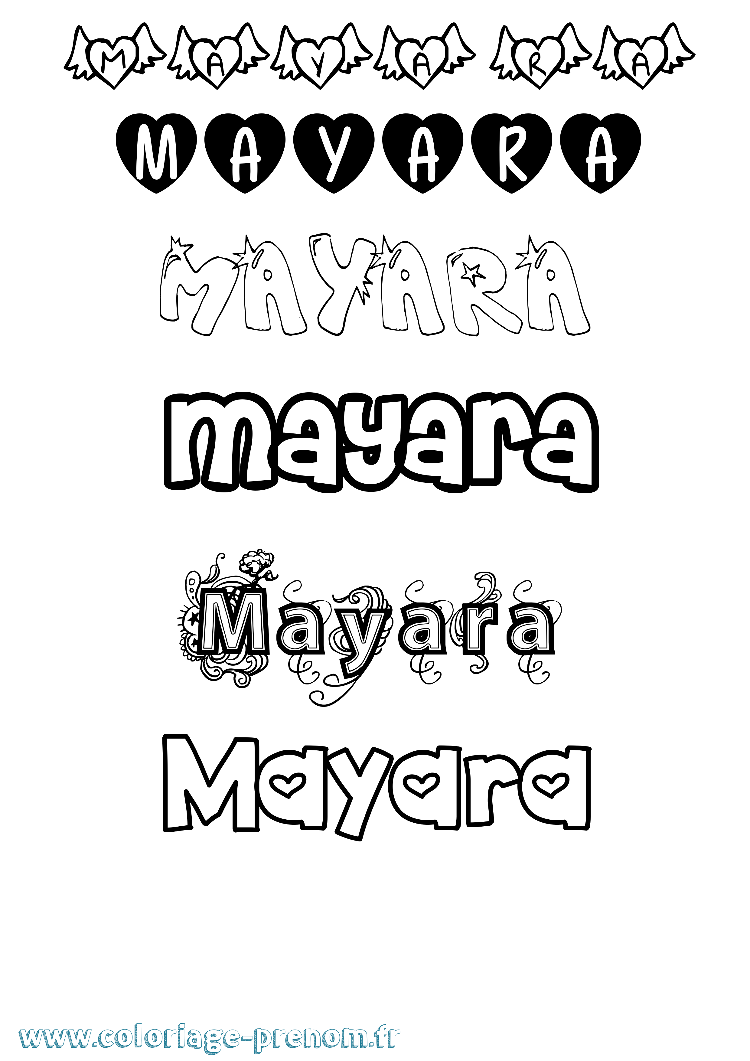 Coloriage prénom Mayara Girly