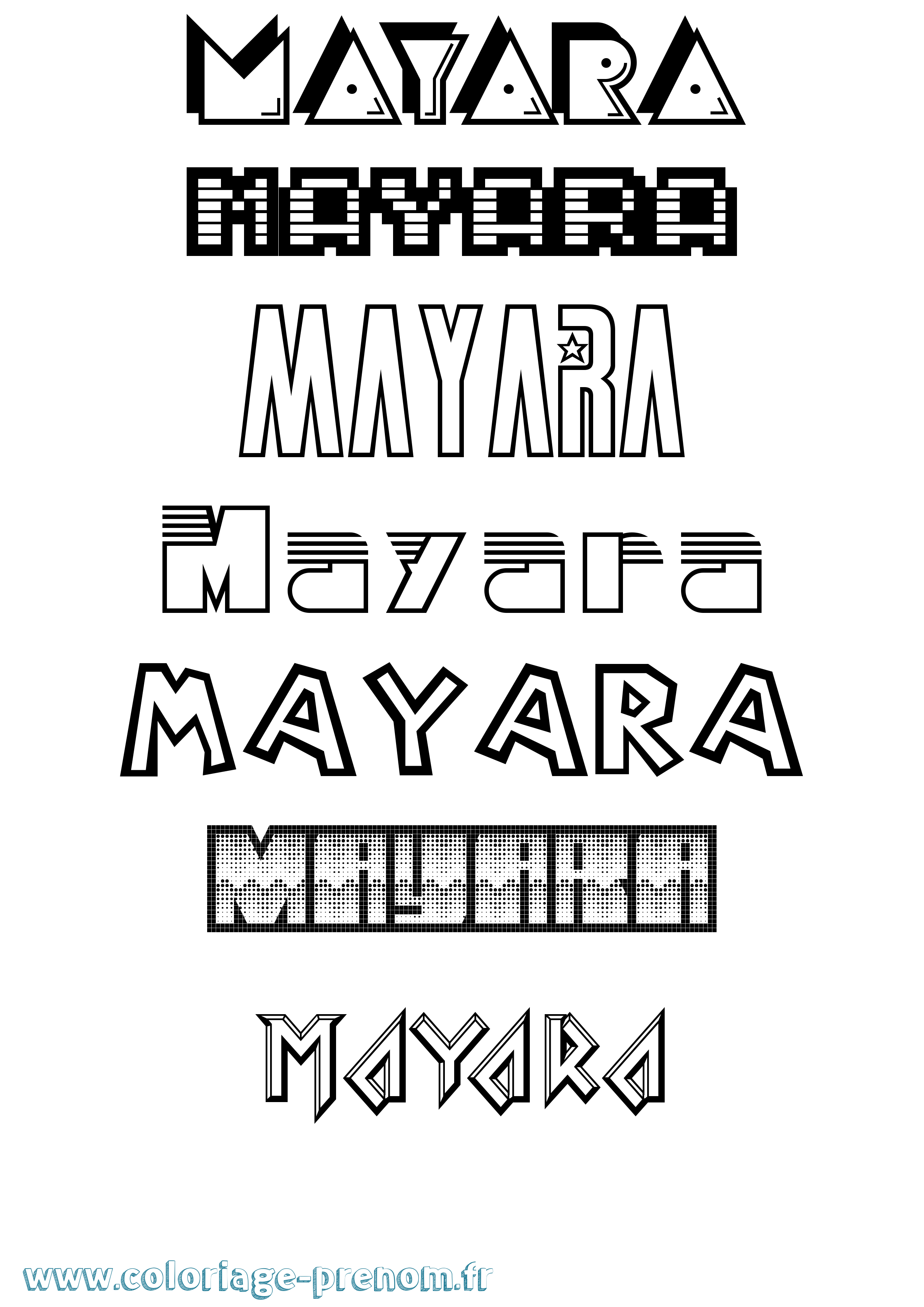 Coloriage prénom Mayara Jeux Vidéos