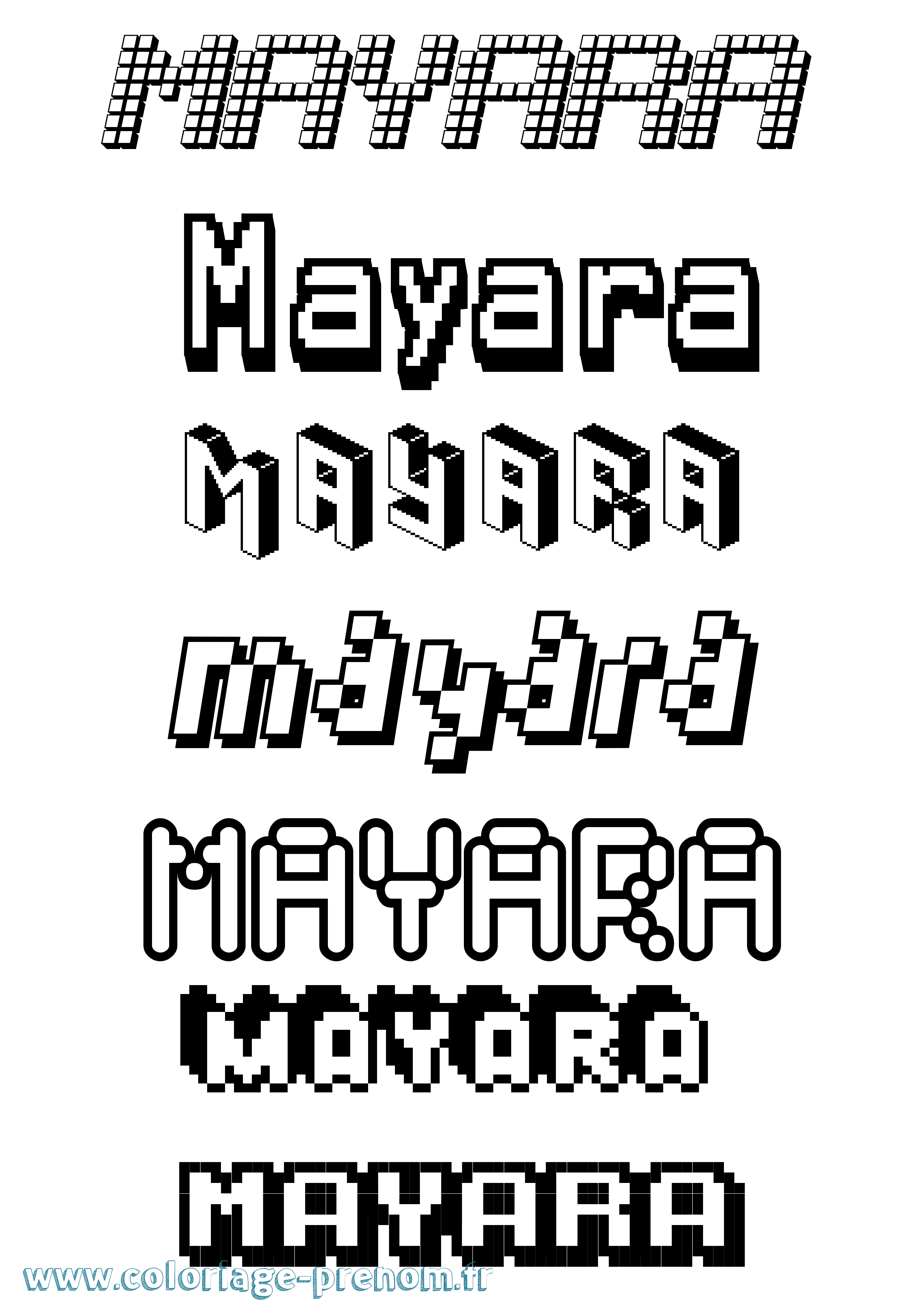 Coloriage prénom Mayara Pixel