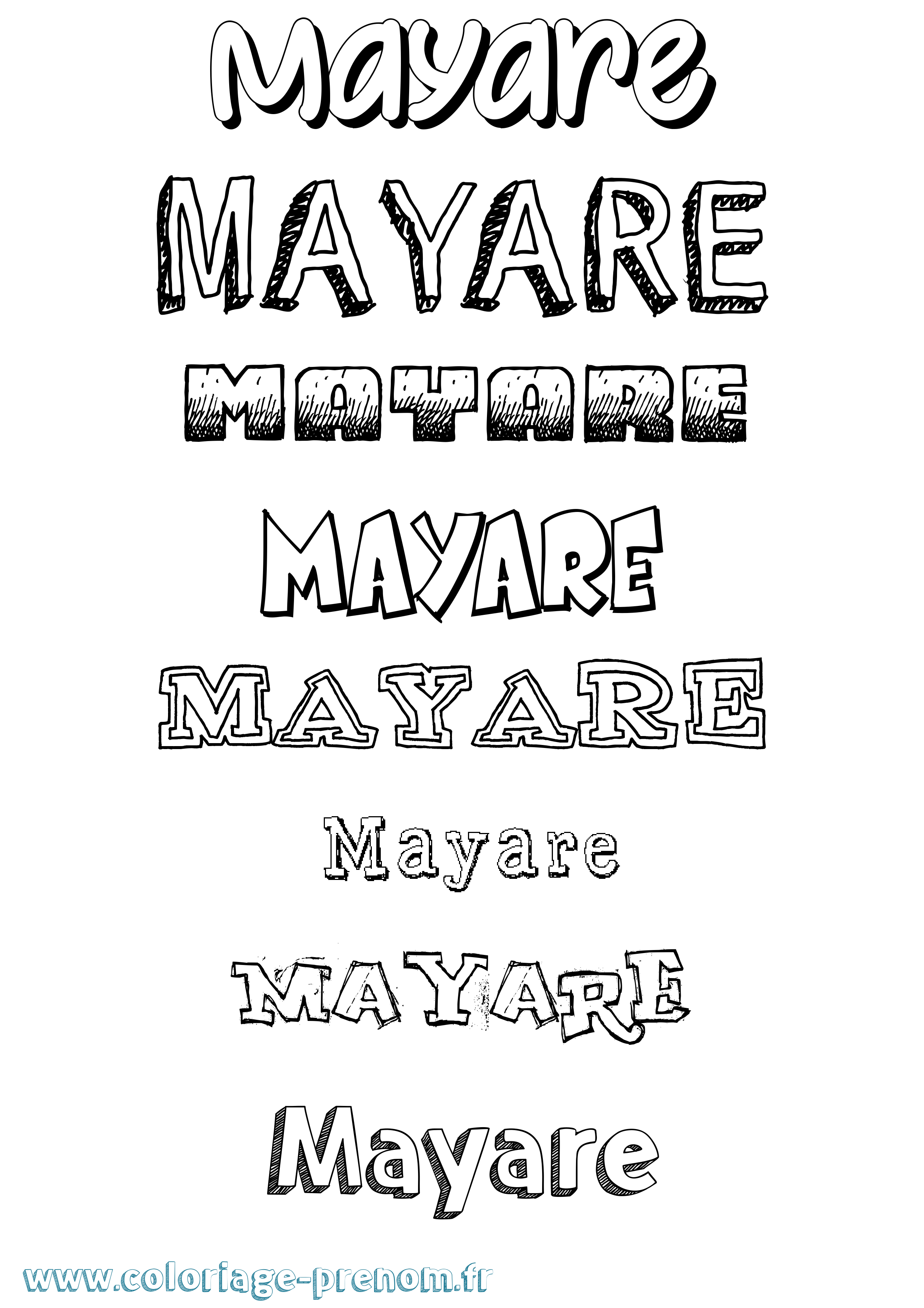 Coloriage prénom Mayare Dessiné