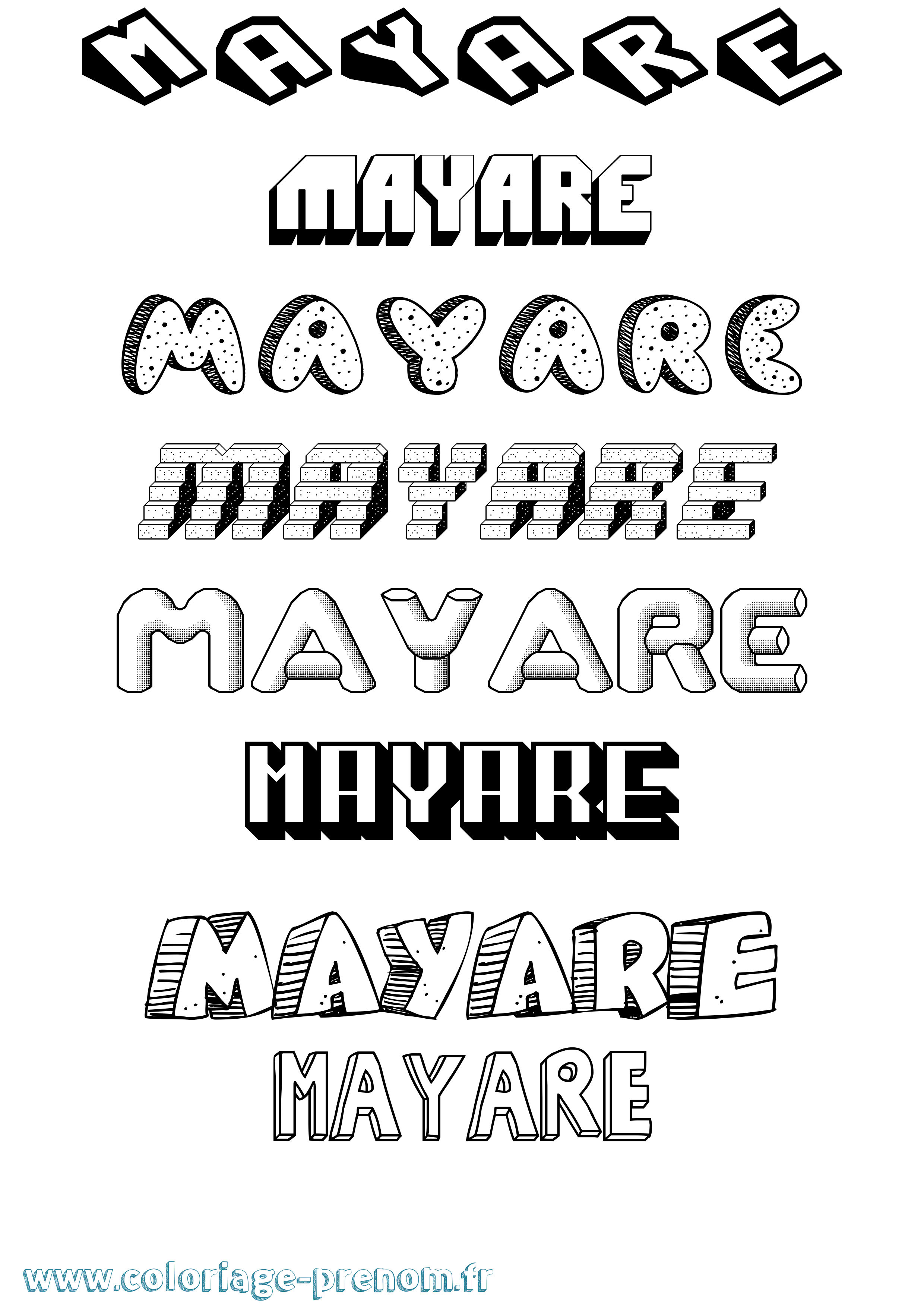 Coloriage prénom Mayare Effet 3D