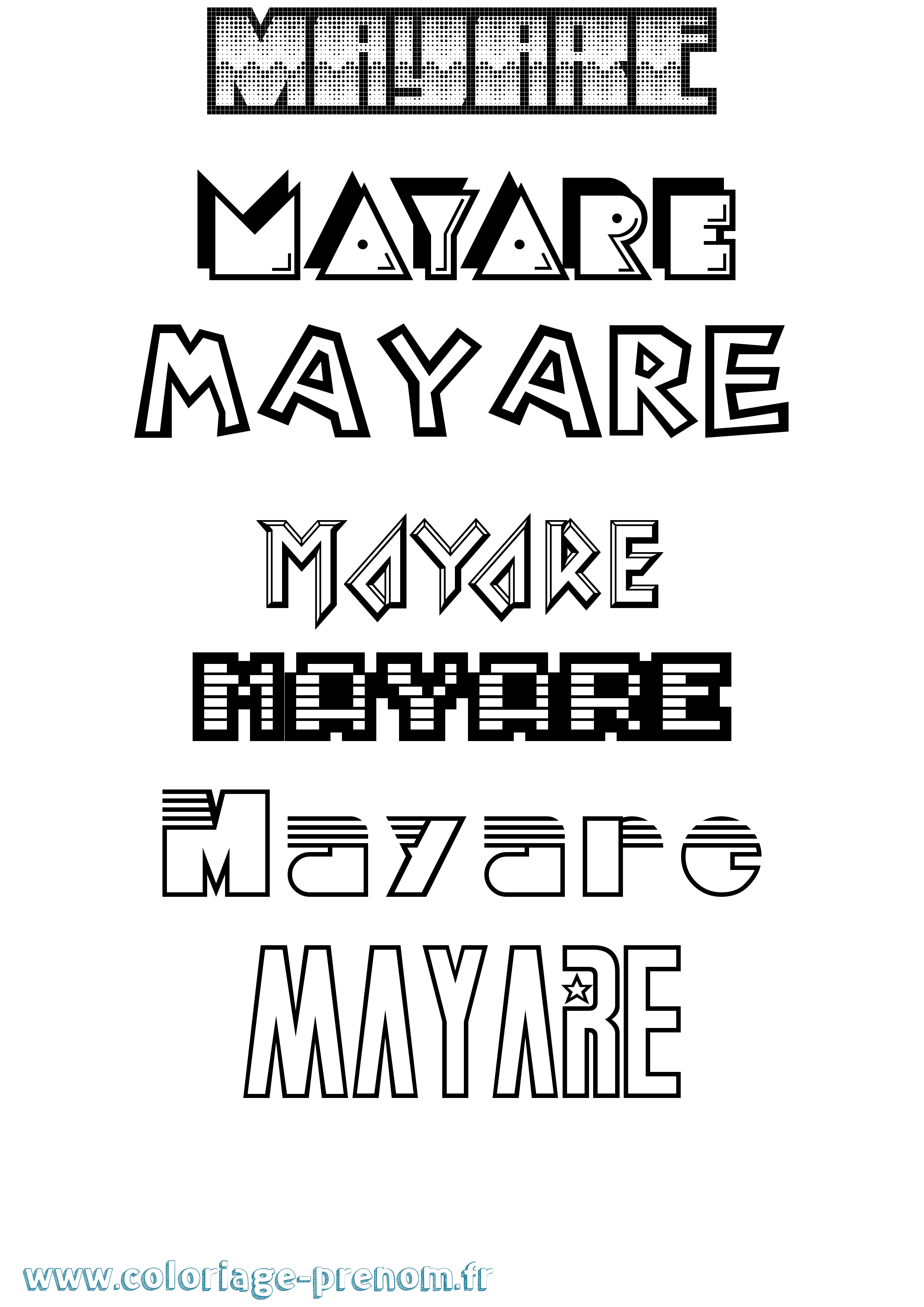 Coloriage prénom Mayare Jeux Vidéos