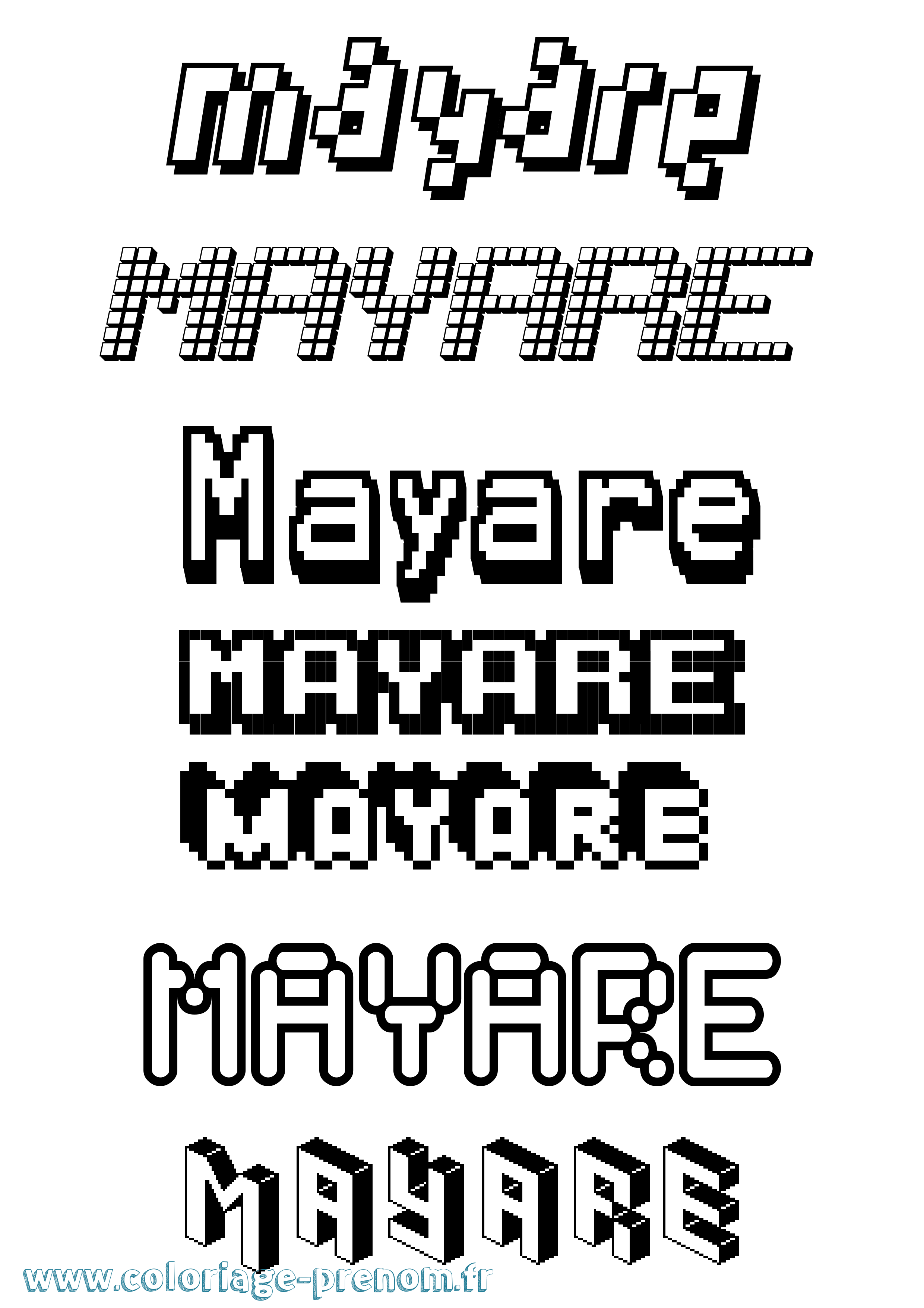 Coloriage prénom Mayare Pixel