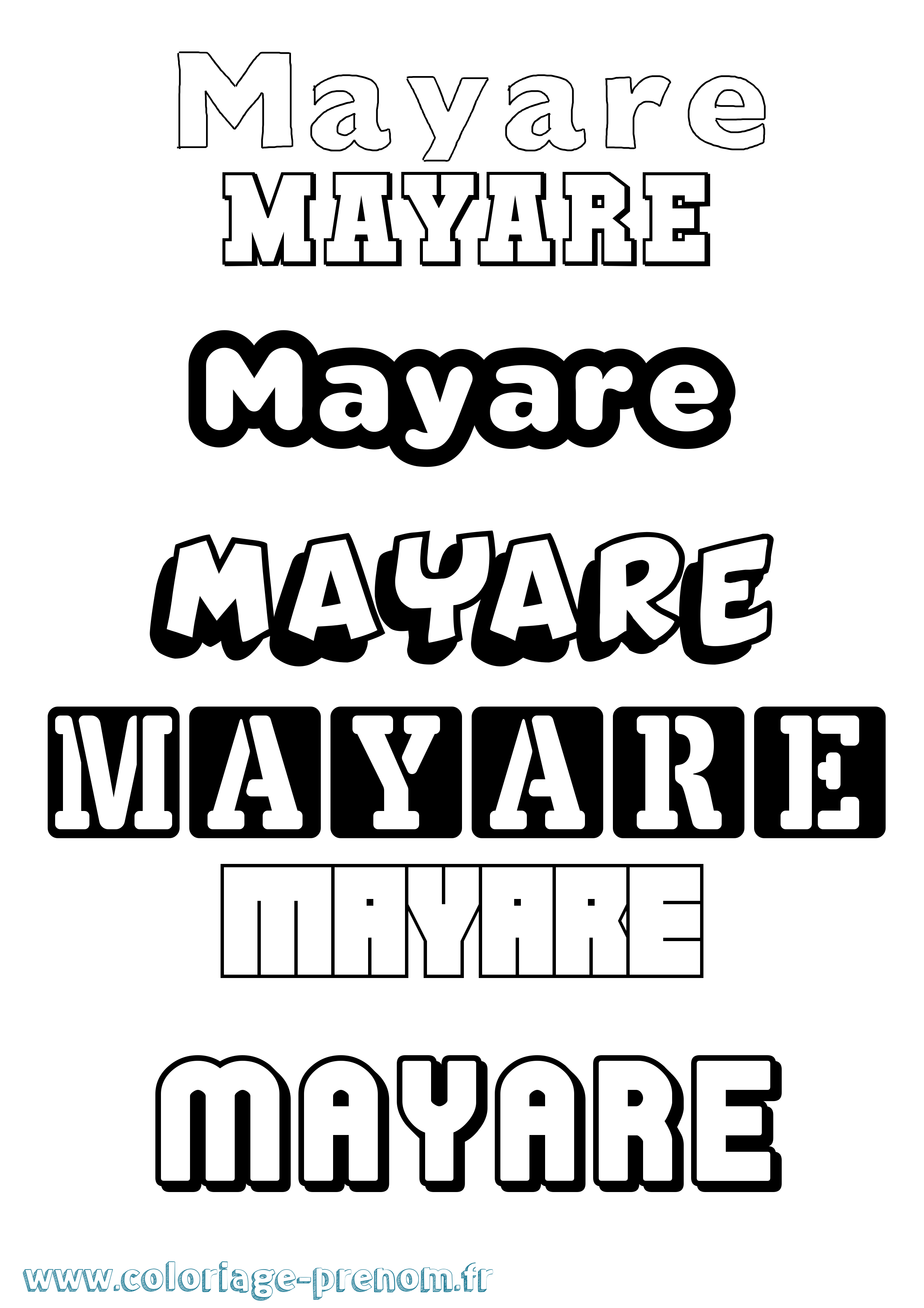 Coloriage prénom Mayare Simple