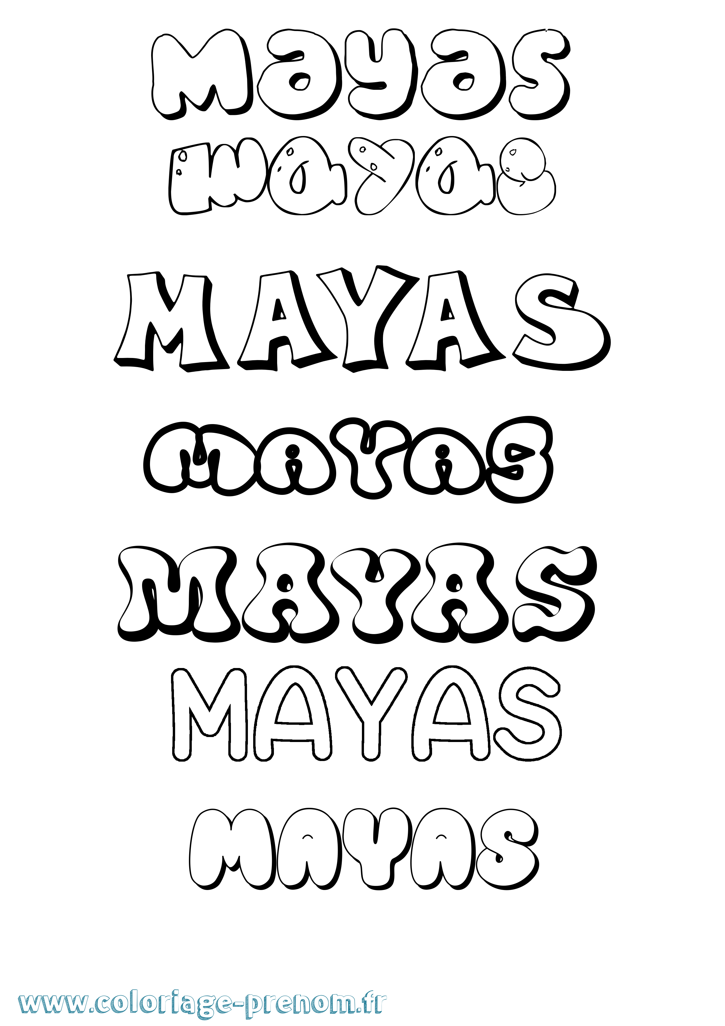 Coloriage prénom Mayas Bubble