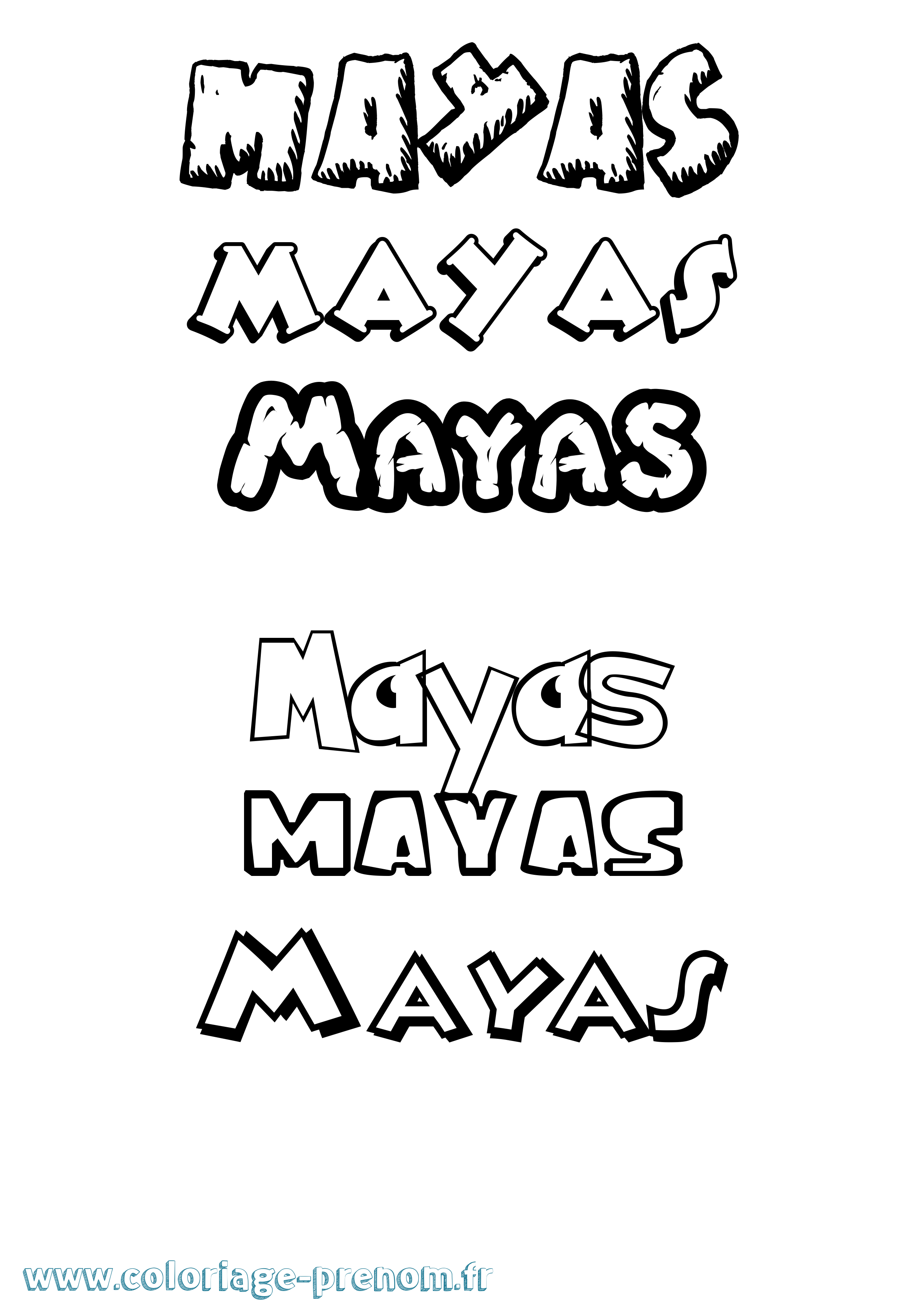 Coloriage prénom Mayas Dessin Animé