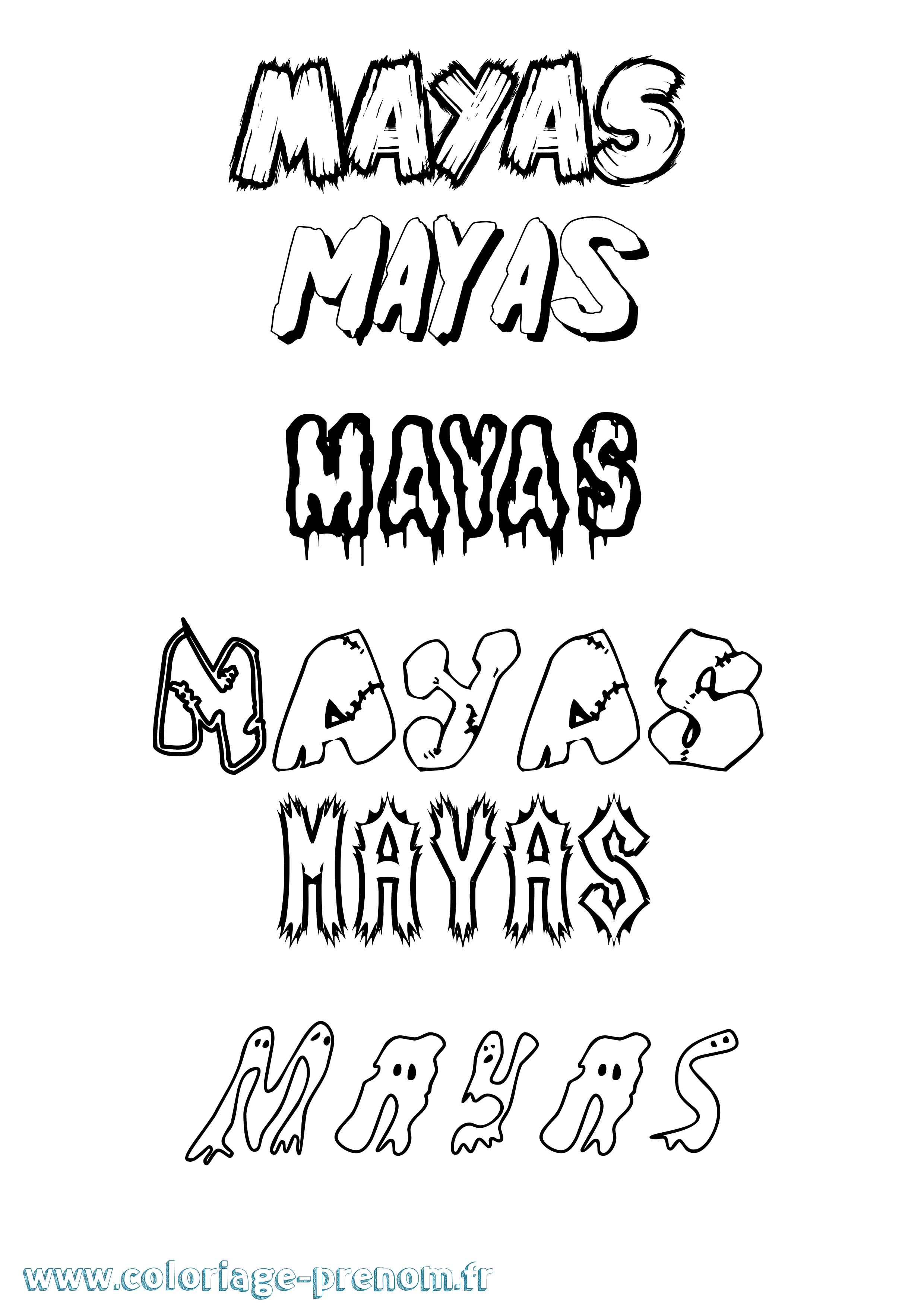 Coloriage prénom Mayas Frisson