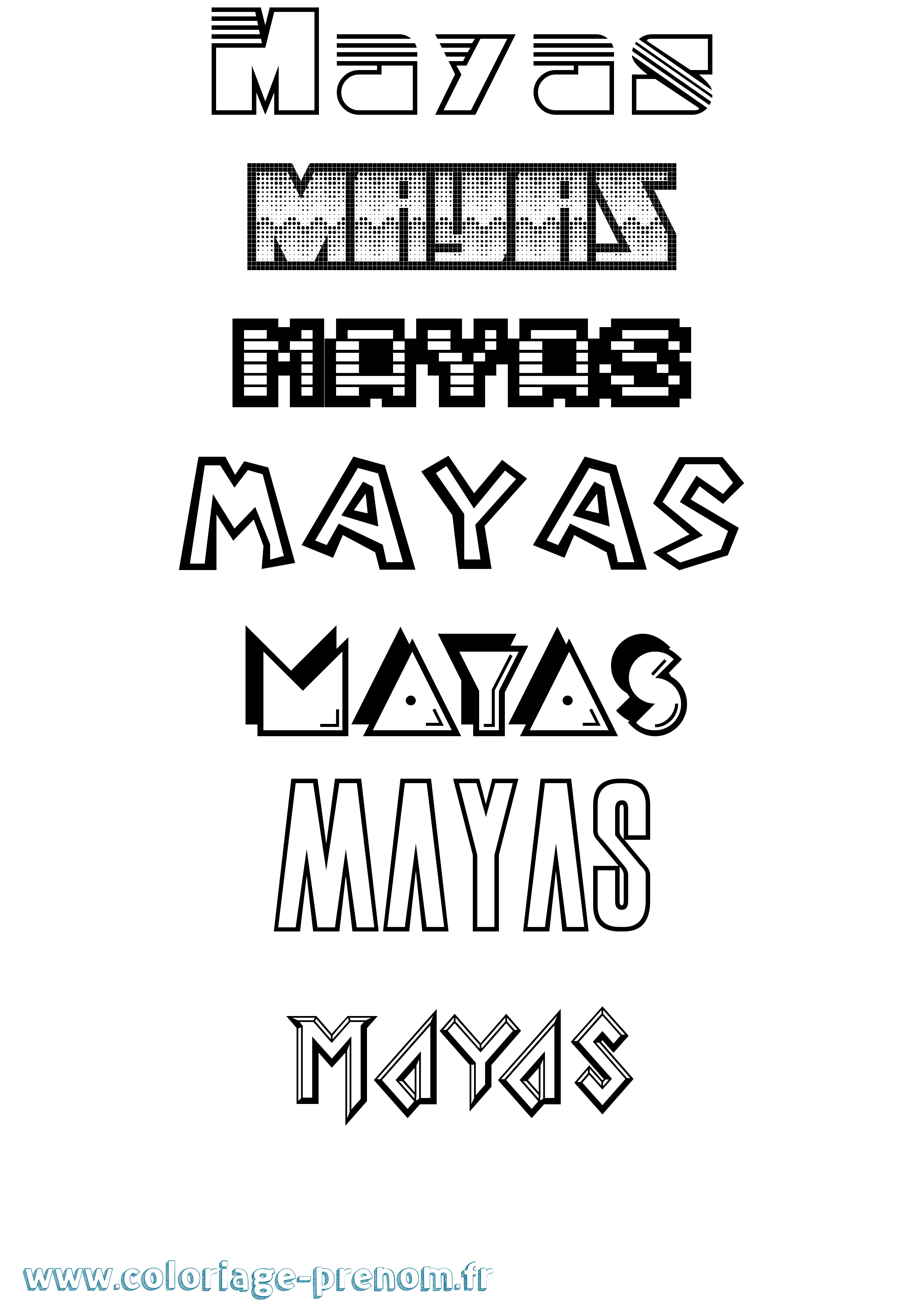 Coloriage prénom Mayas Jeux Vidéos