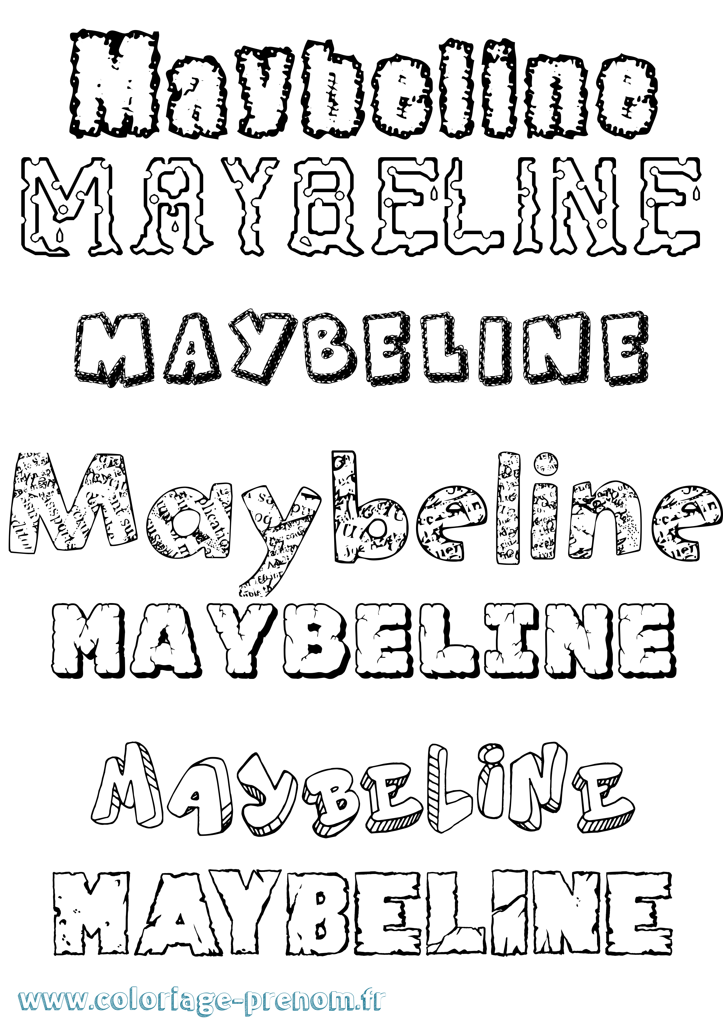 Coloriage prénom Maybeline Destructuré