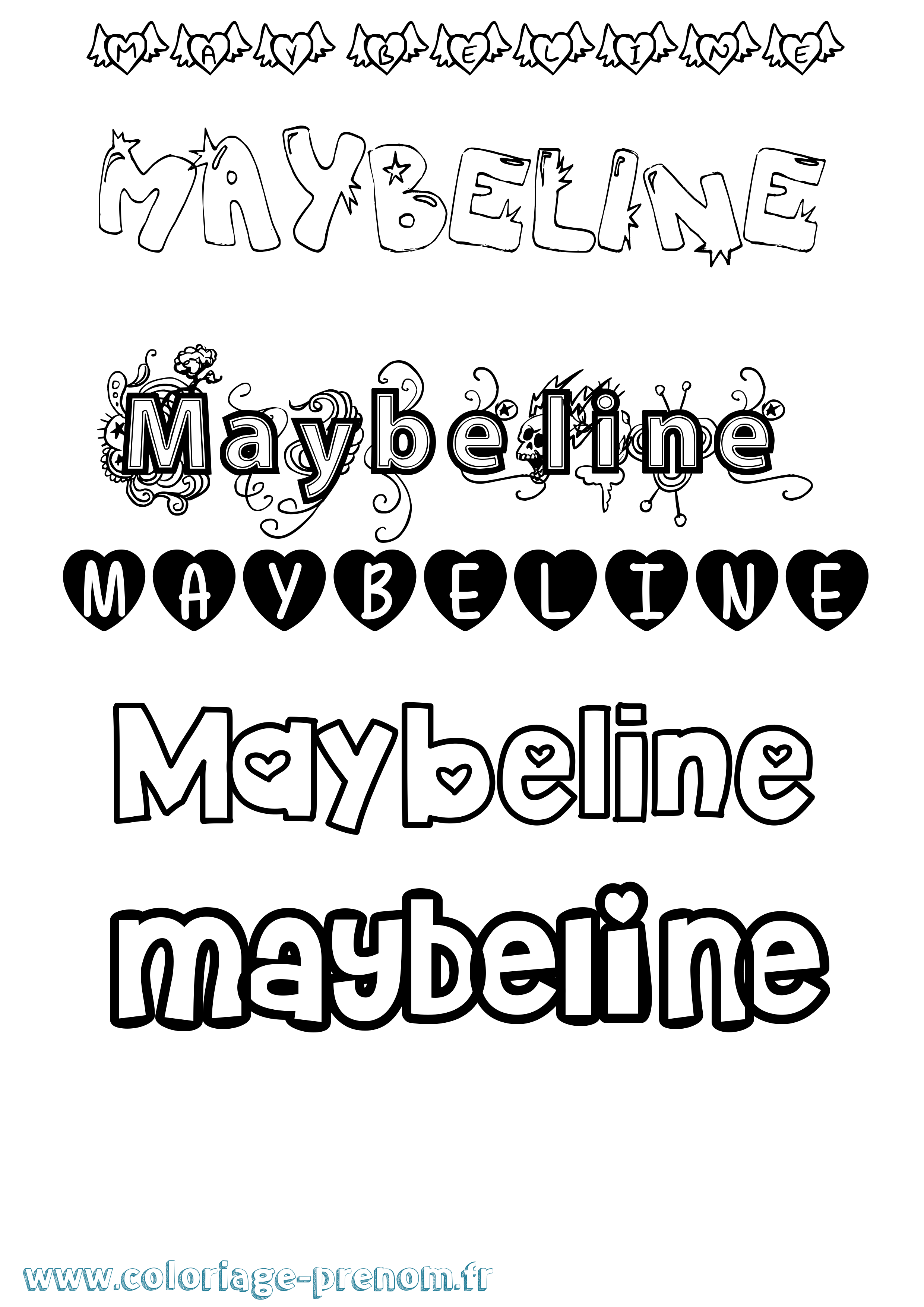 Coloriage prénom Maybeline Girly