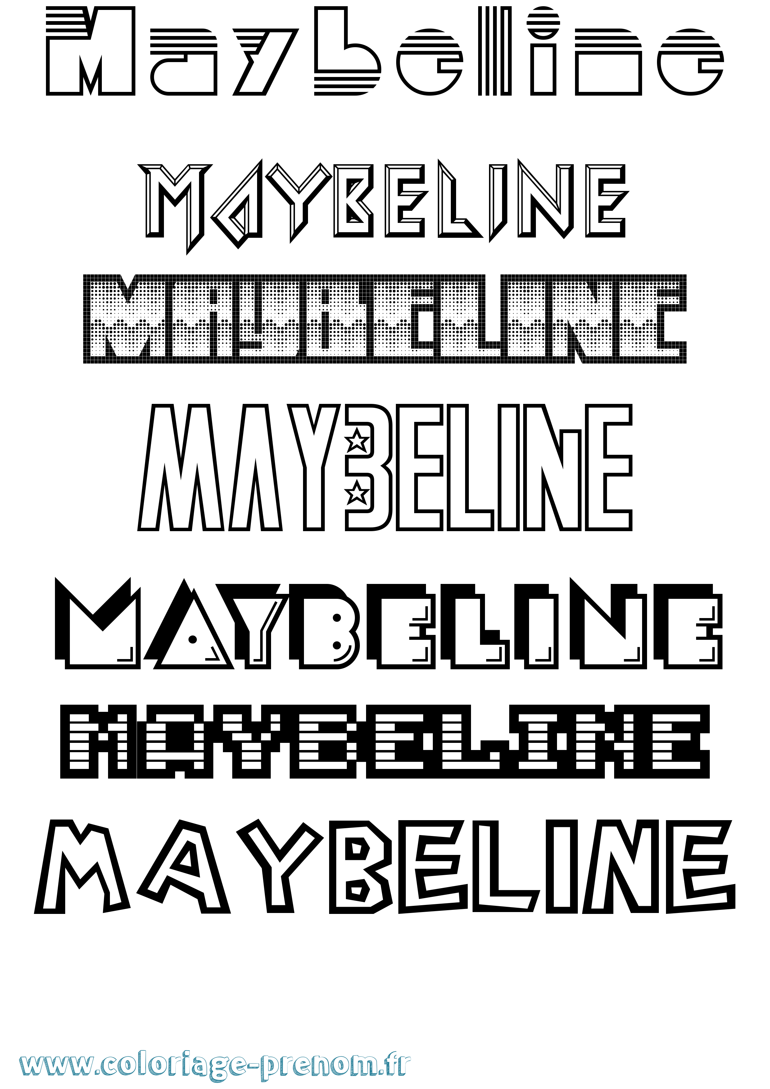 Coloriage prénom Maybeline Jeux Vidéos