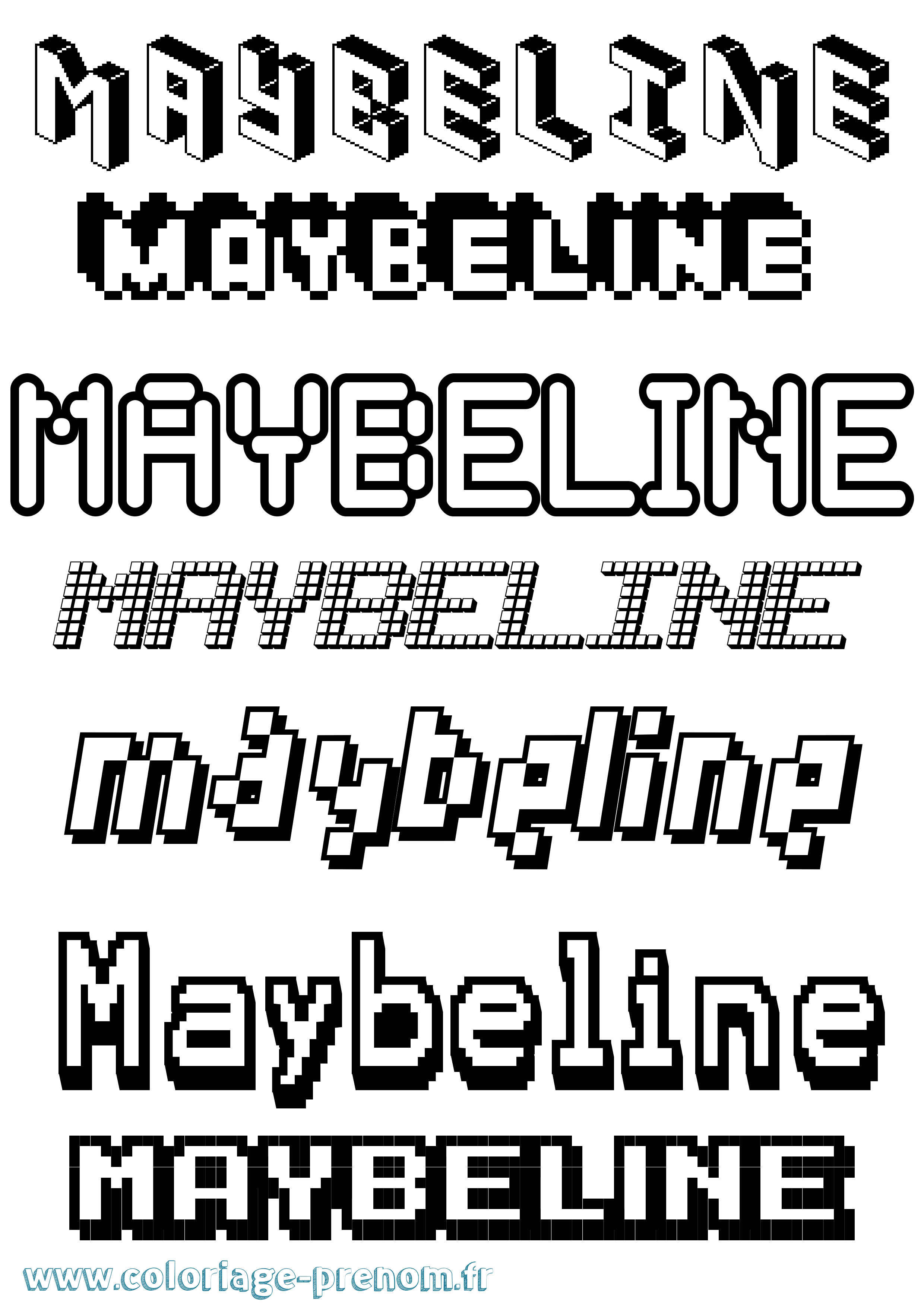 Coloriage prénom Maybeline Pixel