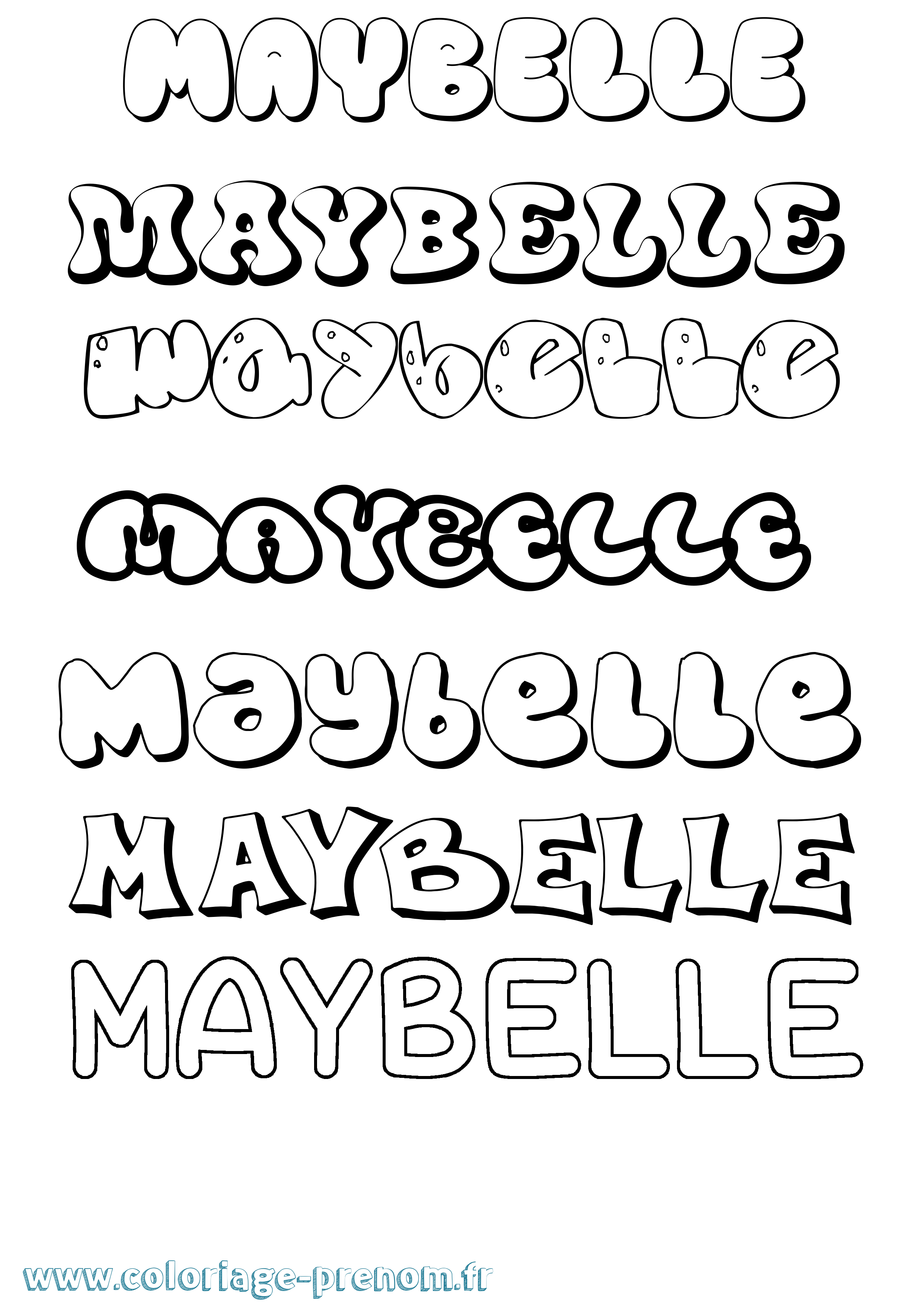 Coloriage prénom Maybelle Bubble