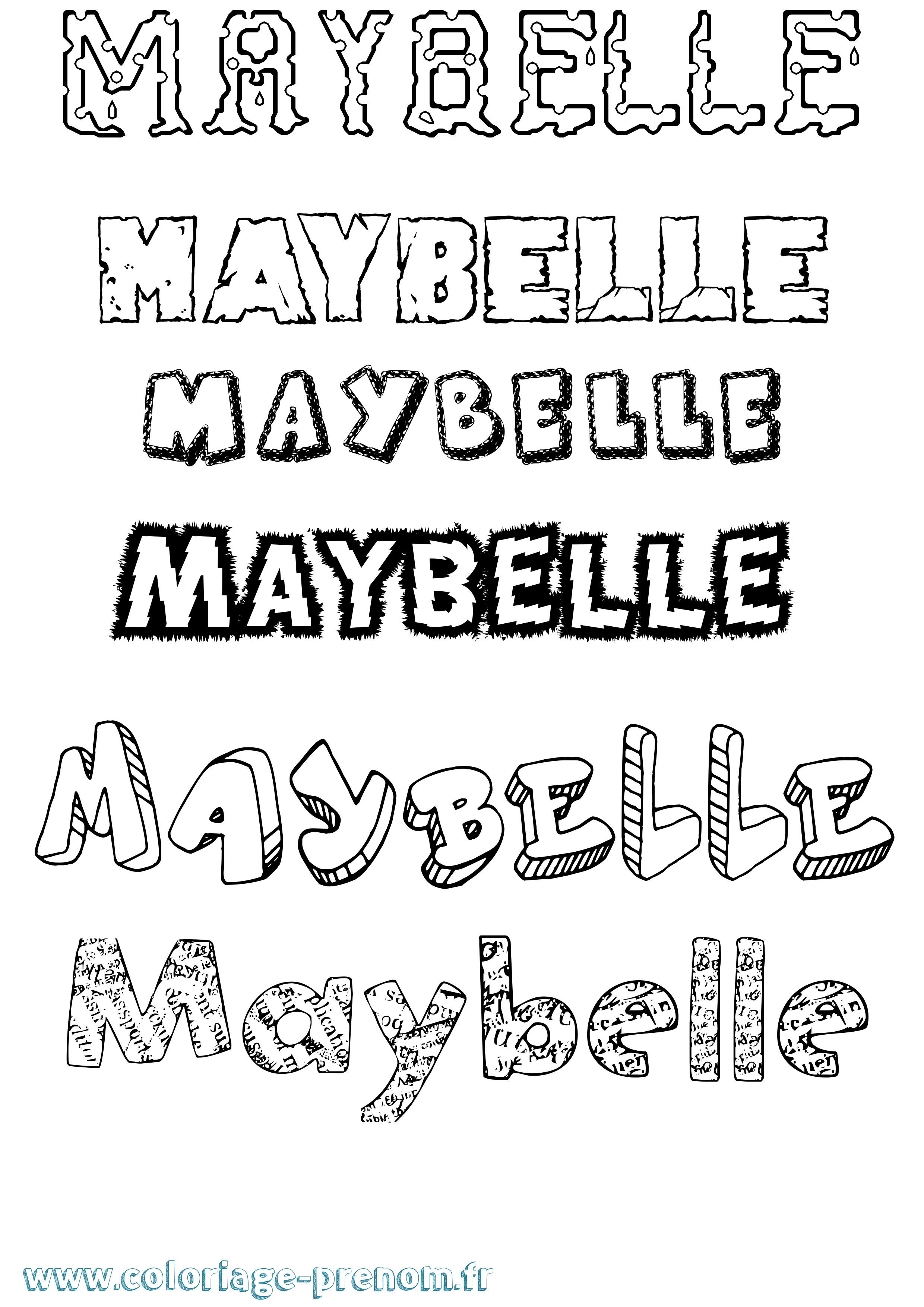 Coloriage prénom Maybelle Destructuré