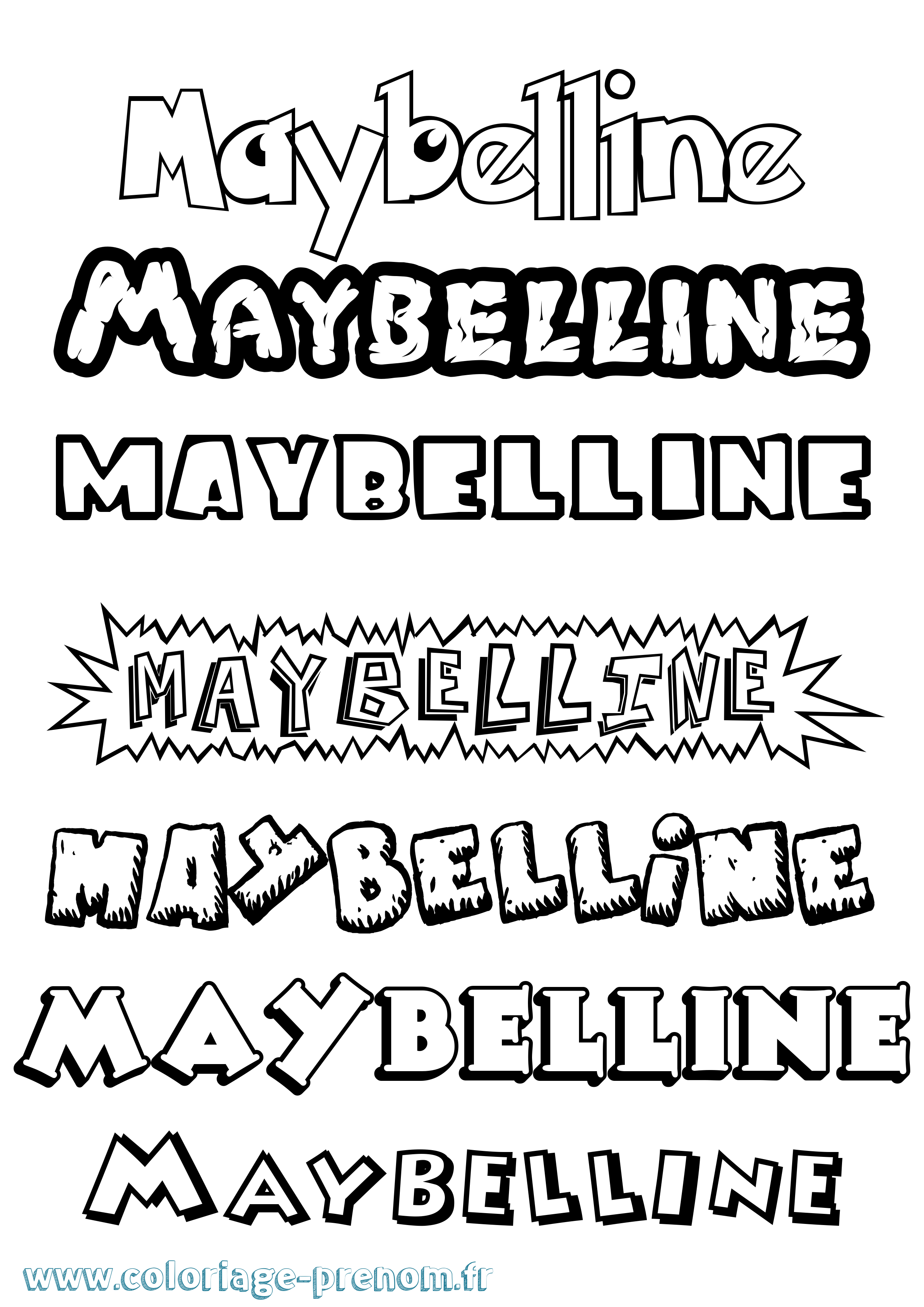 Coloriage prénom Maybelline Dessin Animé