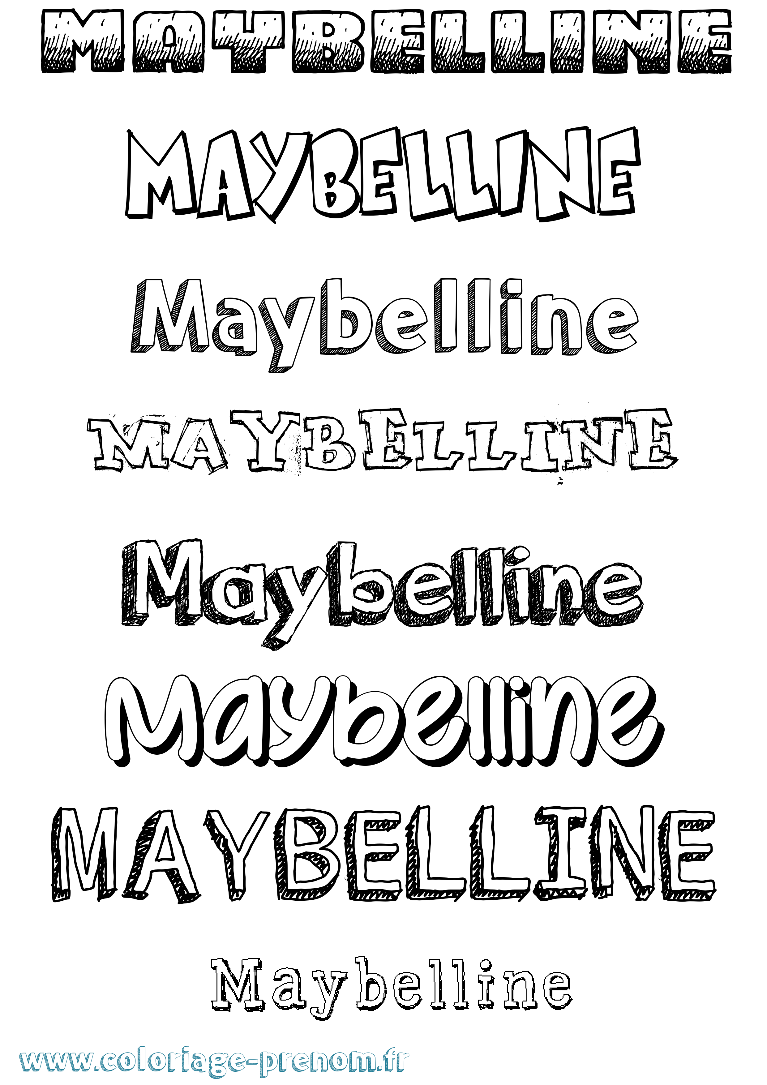 Coloriage prénom Maybelline Dessiné