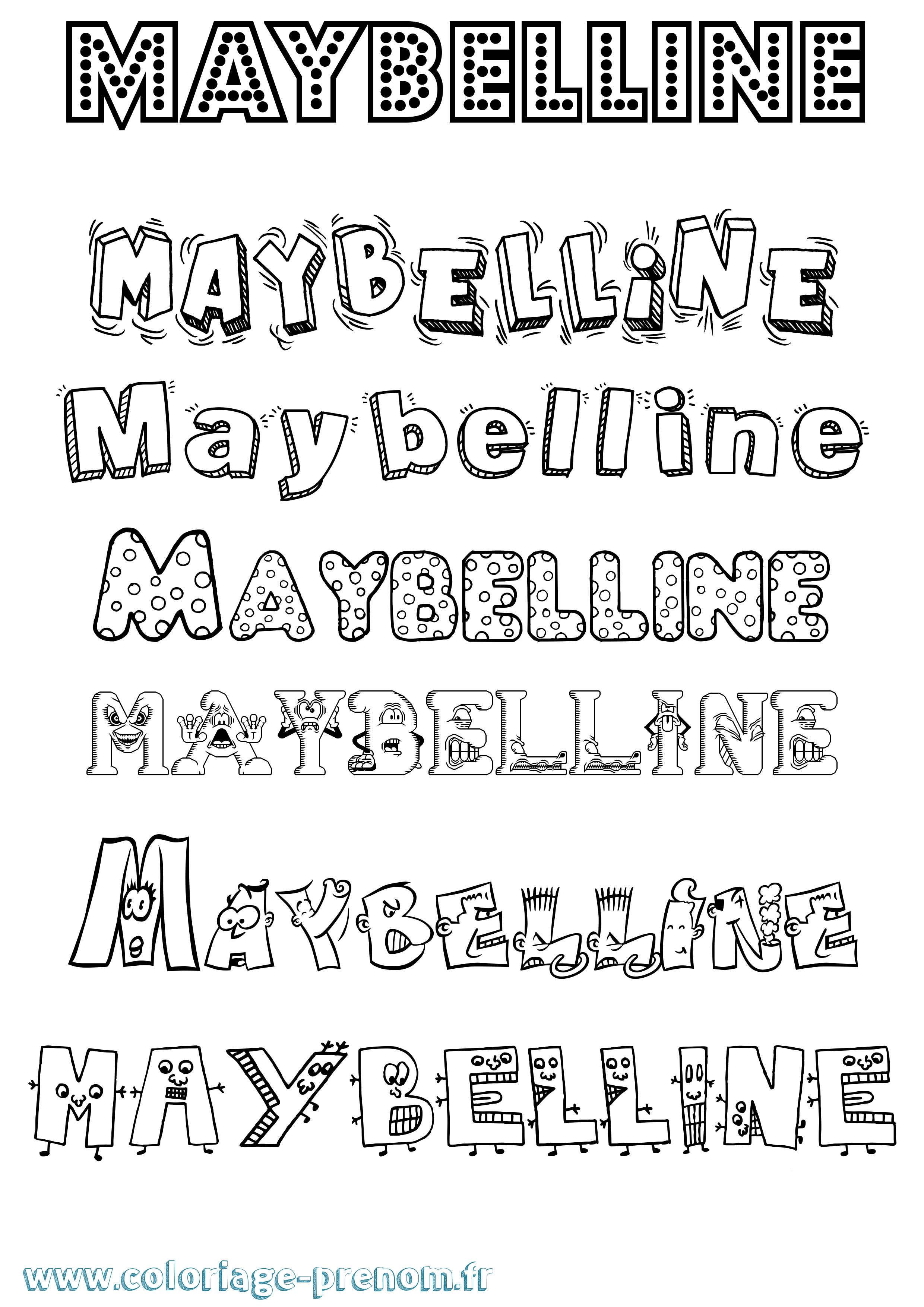 Coloriage prénom Maybelline Fun