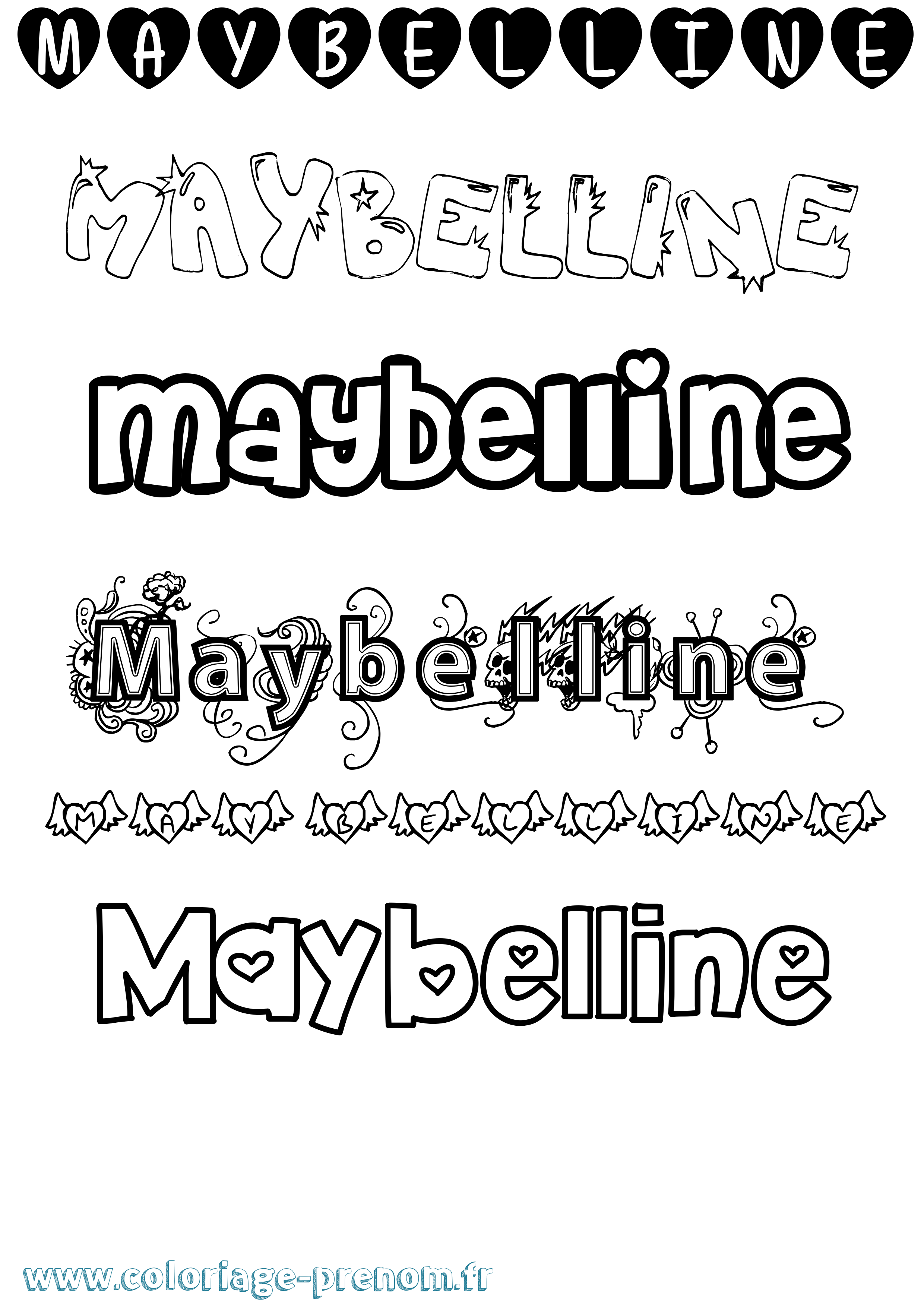 Coloriage prénom Maybelline Girly