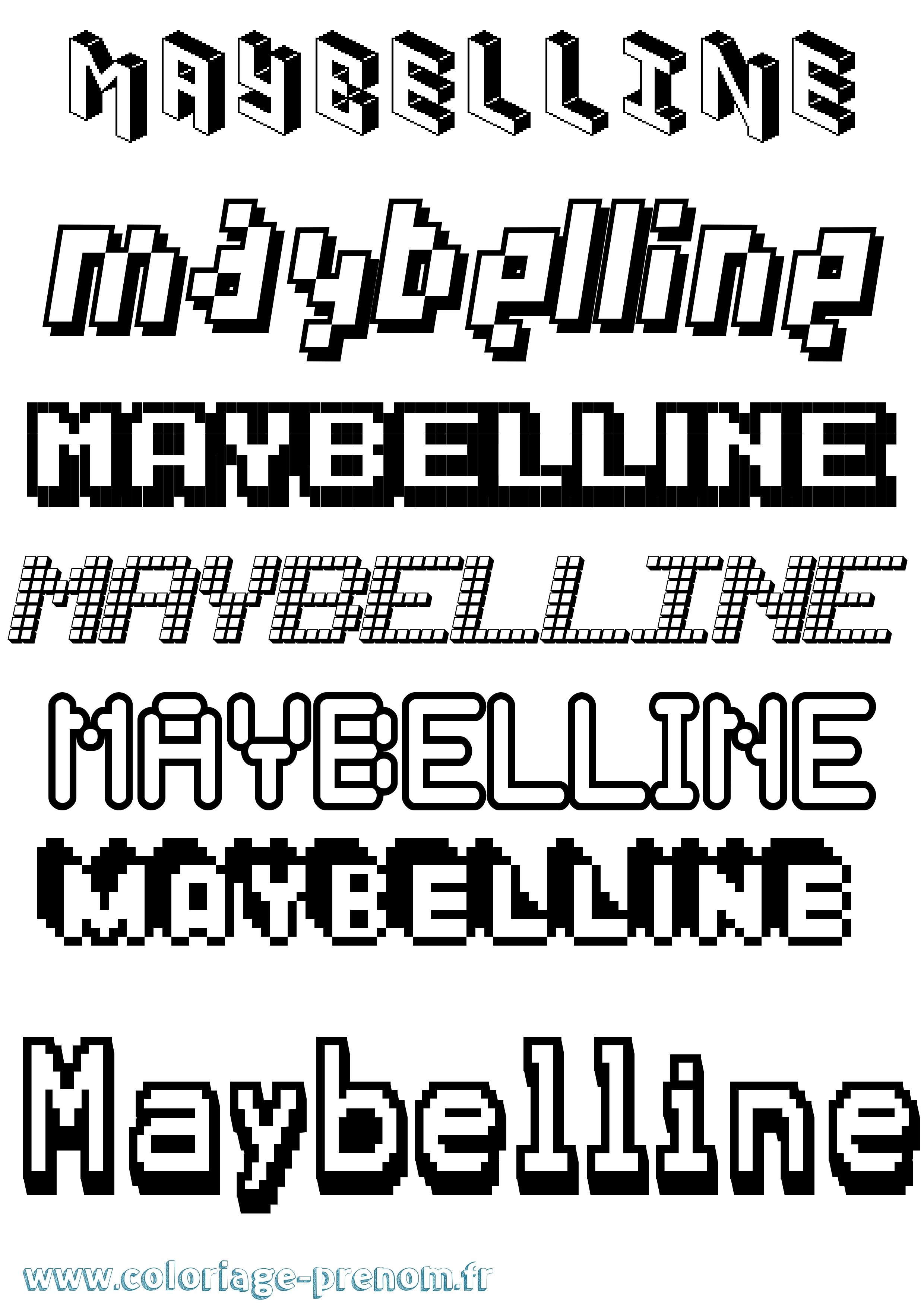 Coloriage prénom Maybelline Pixel